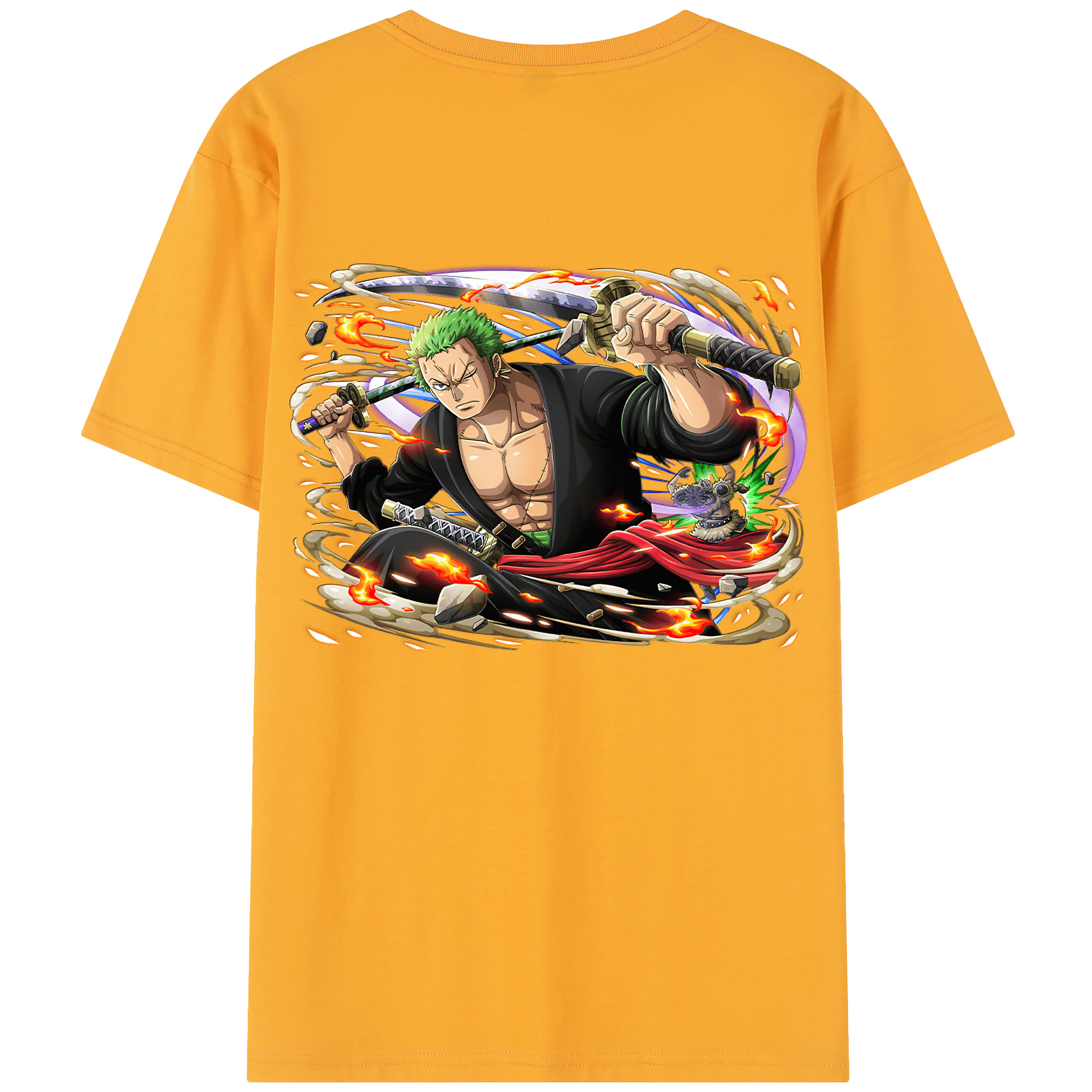 ワンピース ロロノア・ゾロ ONE PIECE Roronoa Zoro 綿100％半袖Tシャツ（背面プリント）