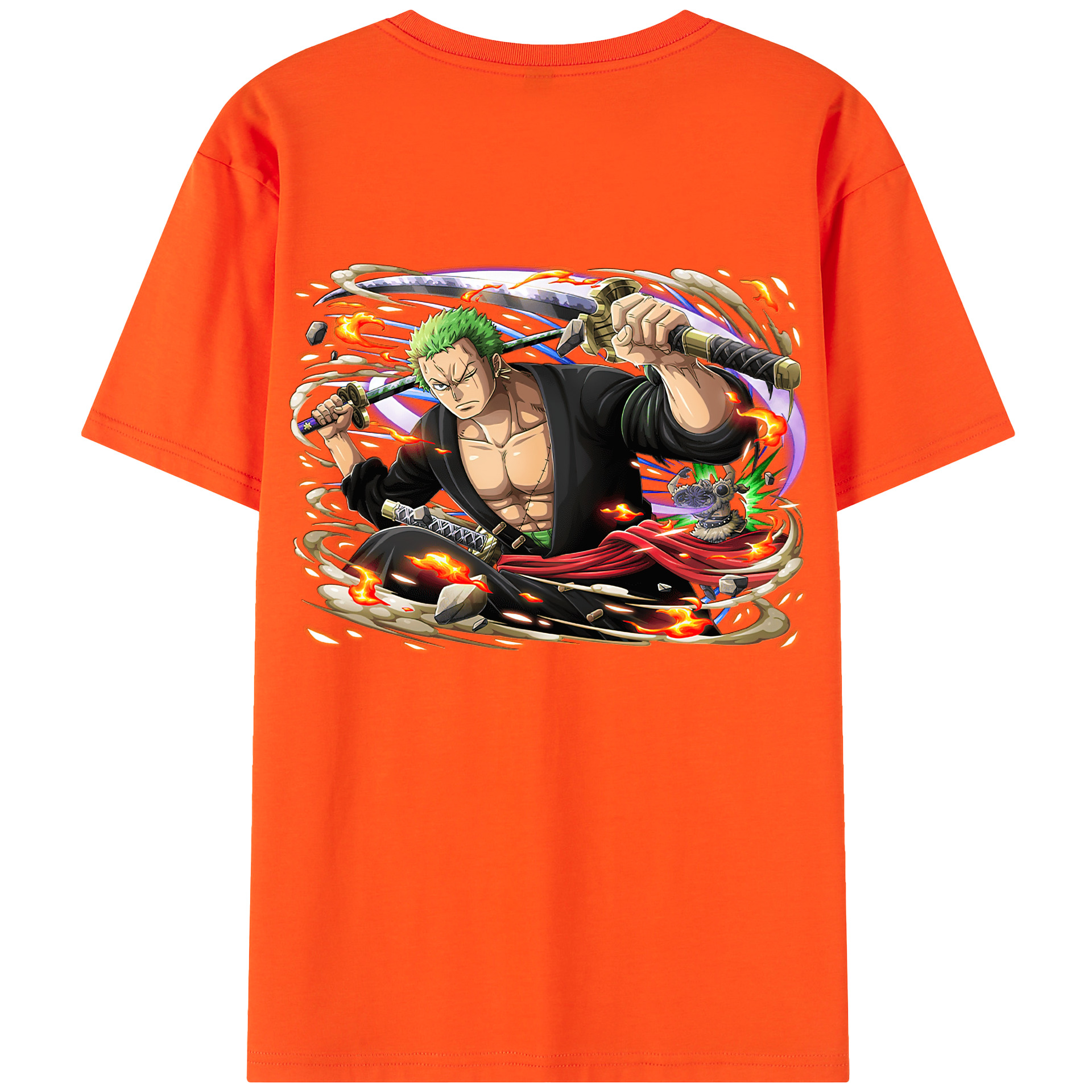 ワンピース ロロノア・ゾロ ONE PIECE Roronoa Zoro 綿100％半袖Tシャツ（背面プリント）