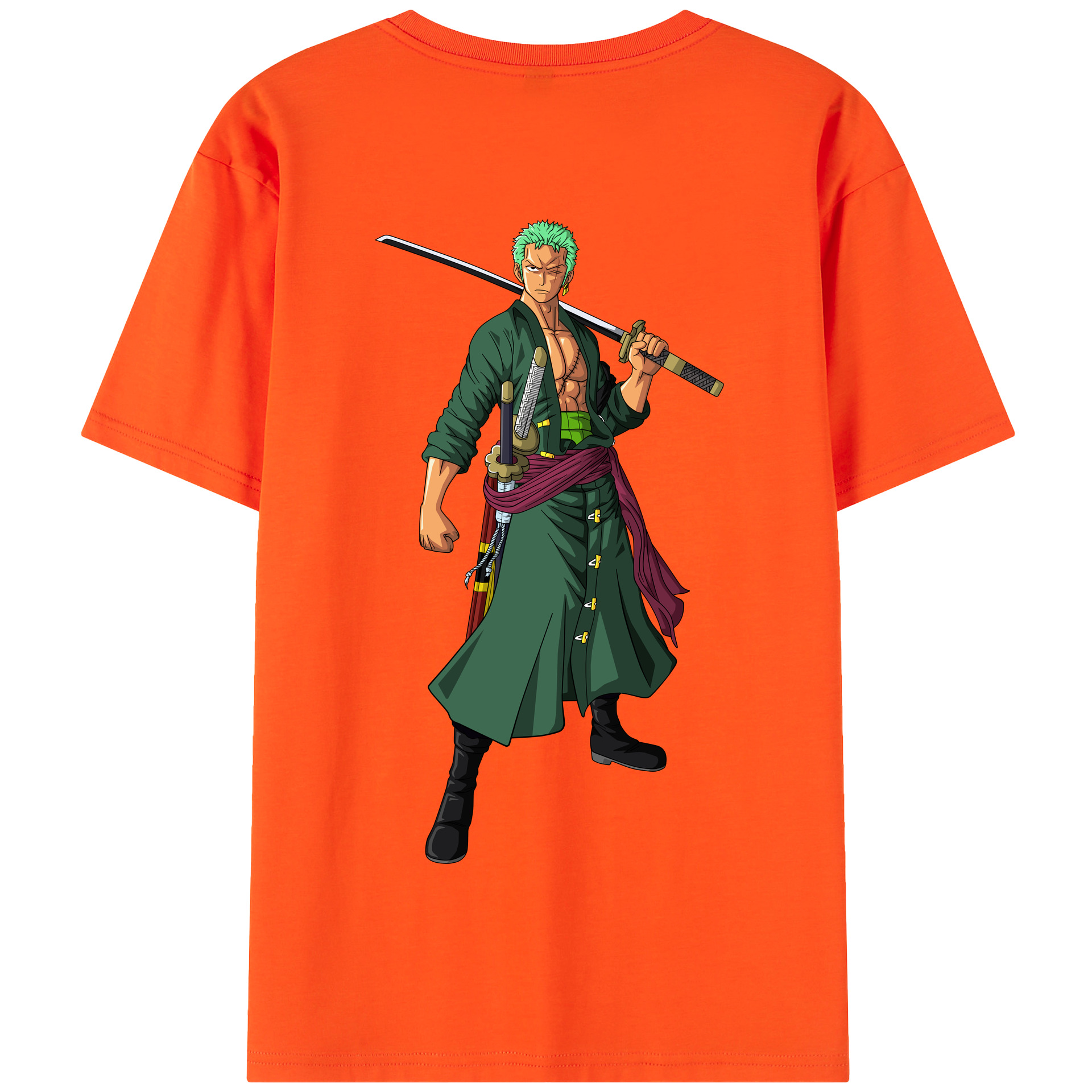 ワンピース ロロノア・ゾロ ONE PIECE Roronoa Zoro 綿100％半袖Tシャツ（背面プリント）