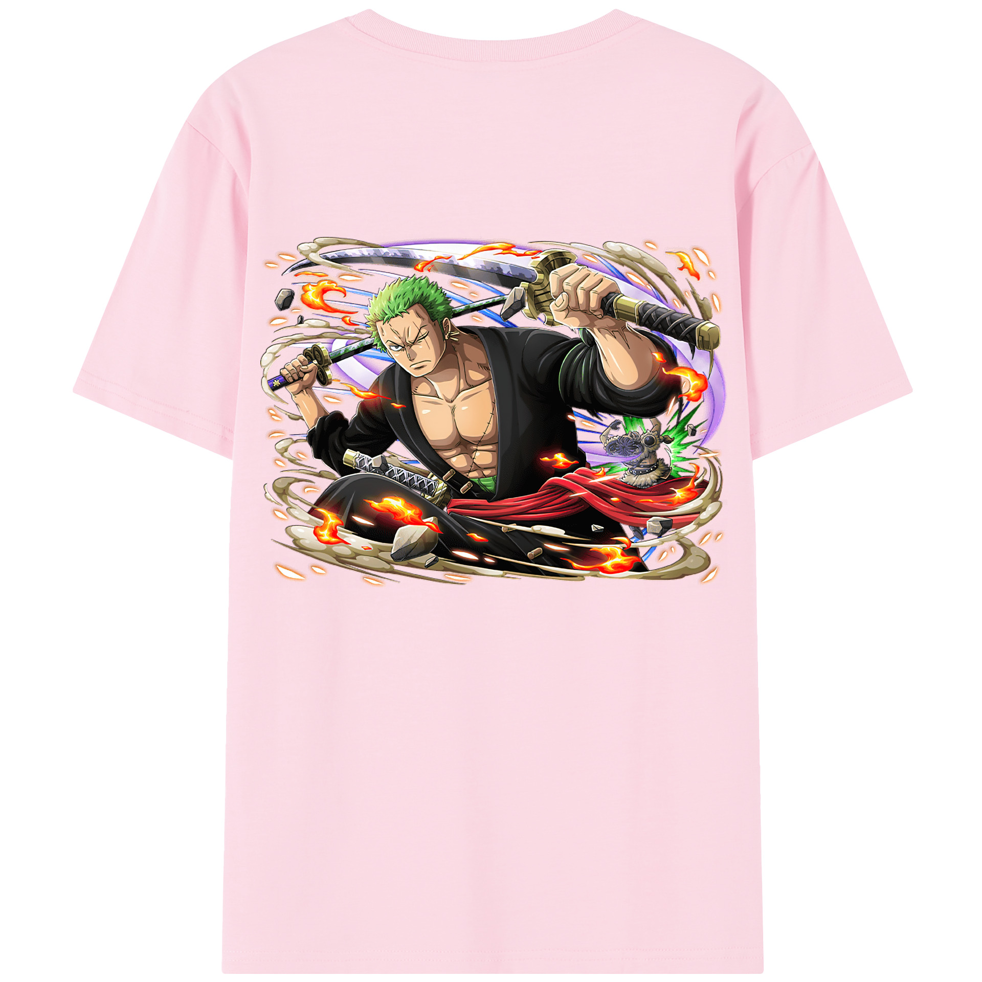 ワンピース ロロノア・ゾロ ONE PIECE Roronoa Zoro 綿100％半袖Tシャツ（背面プリント）