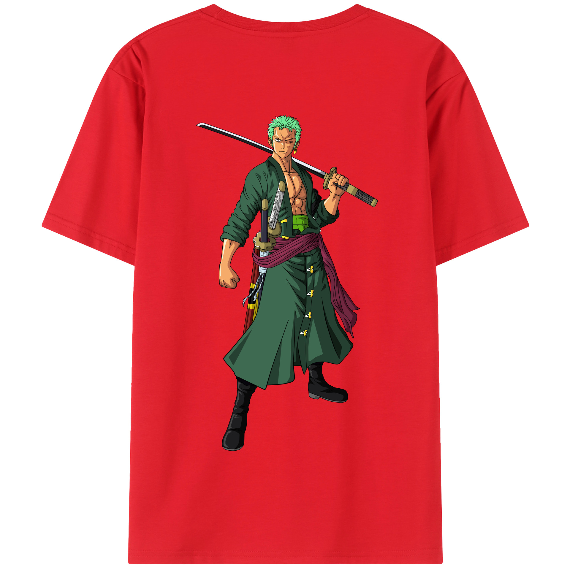 ワンピース ロロノア・ゾロ ONE PIECE Roronoa Zoro 綿100％半袖Tシャツ（背面プリント）