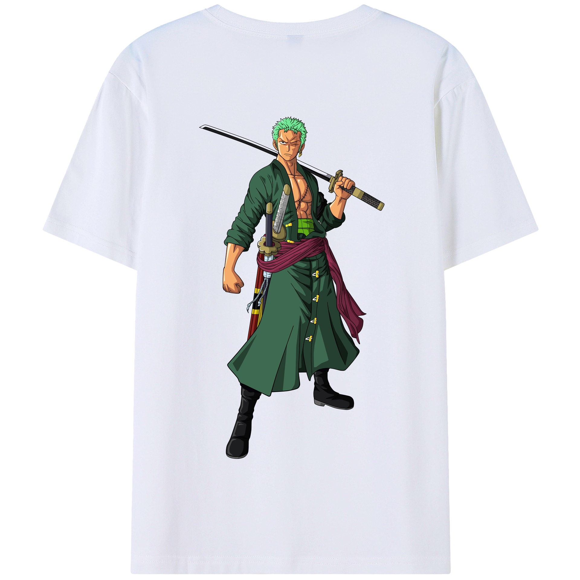 ワンピース ロロノア・ゾロ ONE PIECE Roronoa Zoro 綿100％半袖Tシャツ（背面プリント）