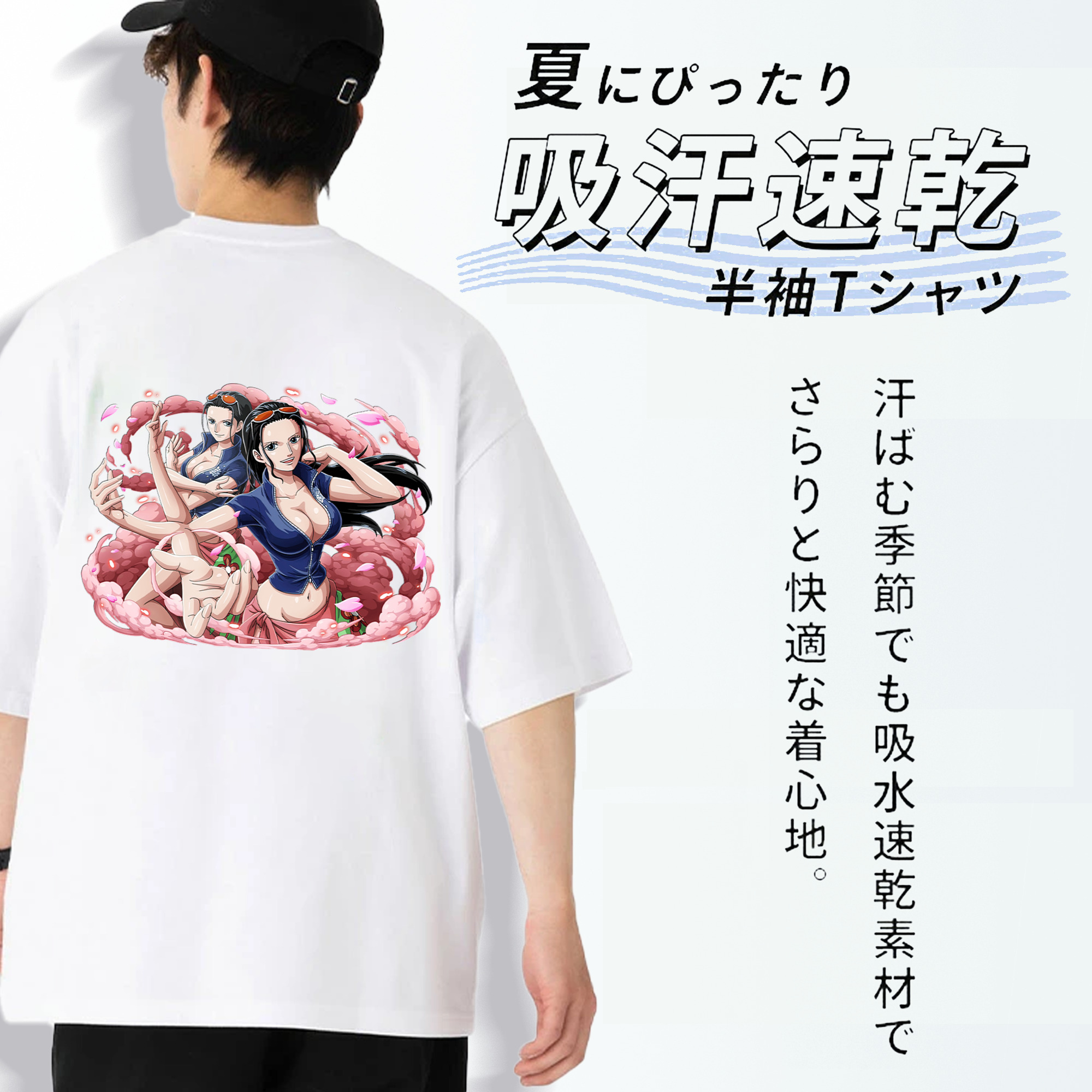 ワンピース ニコ・ロビン ONE PIECE Nico Robin 綿100％半袖Tシャツ（背面プリント）