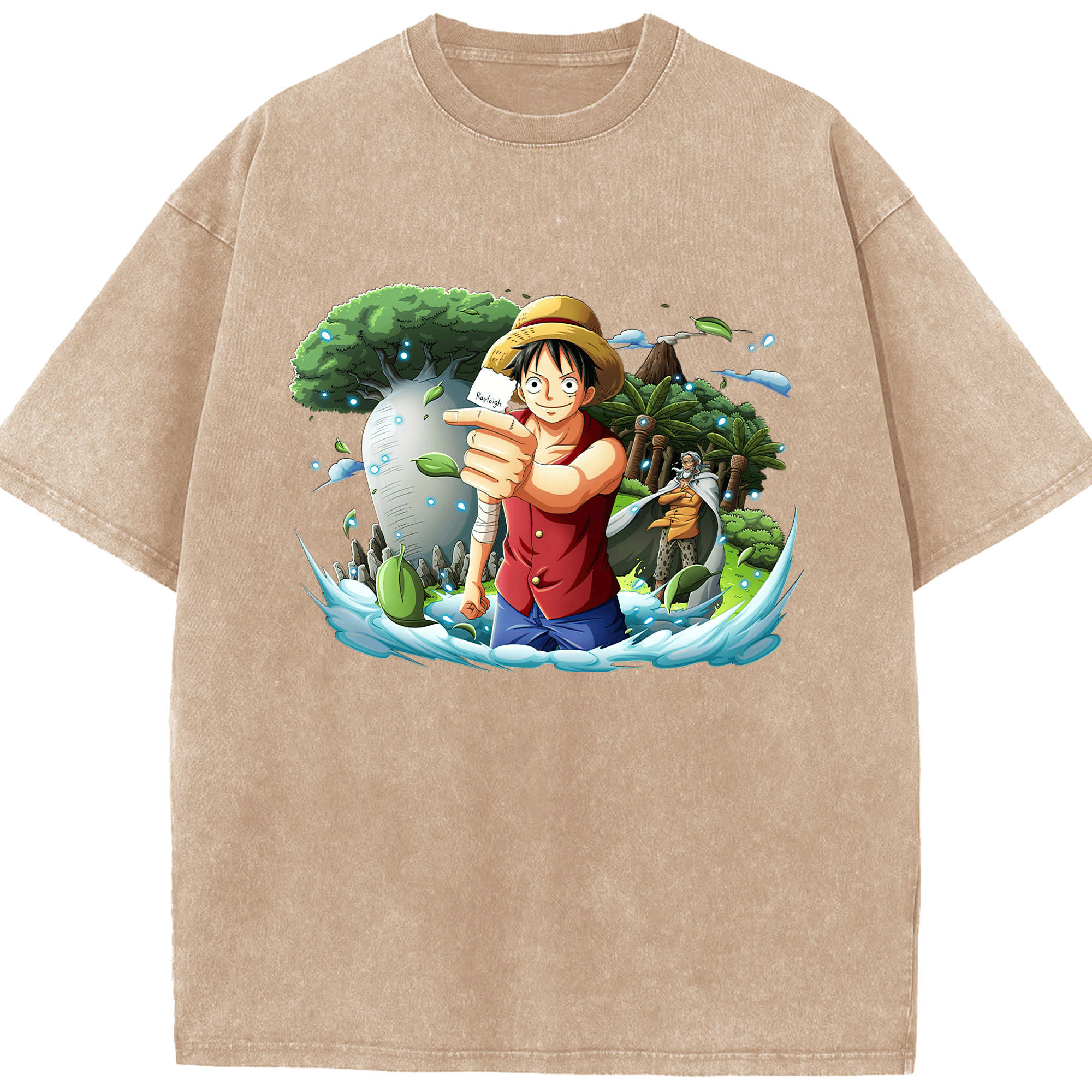 ワンピース モンキー・D・ルフィ ONE PIECE Monkey D. Luffy 綿100% ヴィンテージ風 半袖Tシャツ（フロントプリント）
