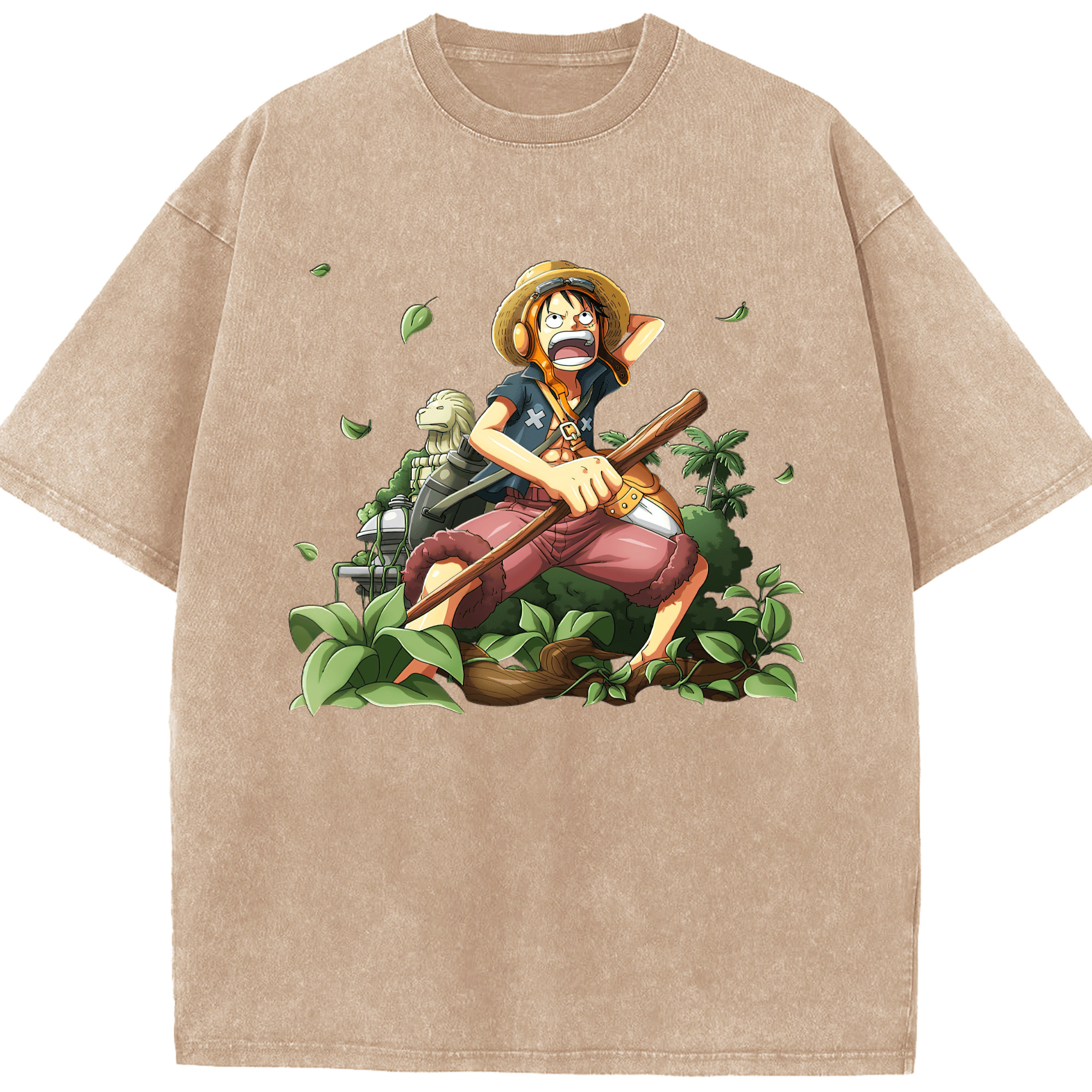 （画像用） ワンピース モンキー・D・ルフィ ONE PIECE Monkey D. Luffy 綿100% ヴィンテージ風 半袖Tシャツ（フロントプリント）