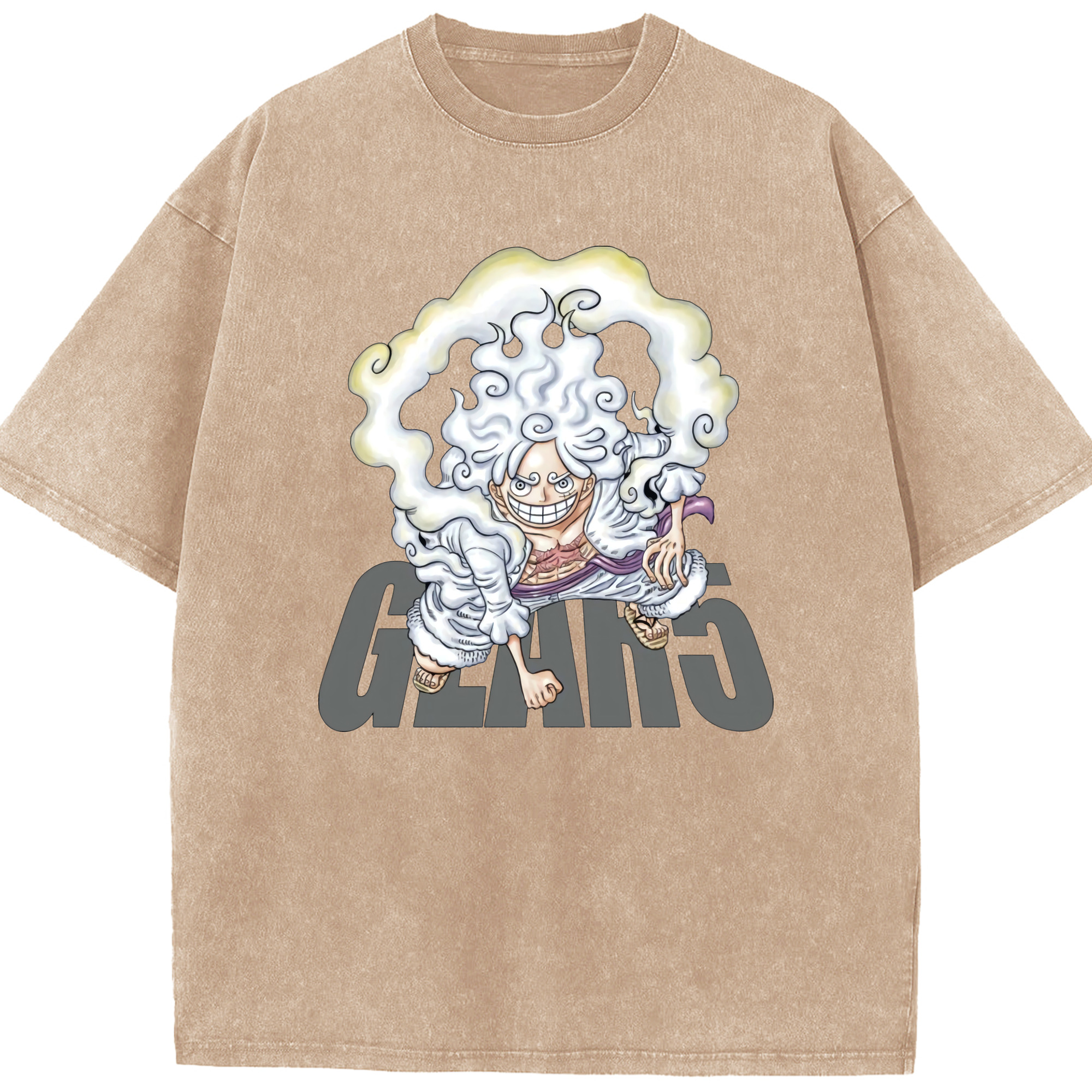 ワンピース モンキー・D・ルフィ ONE PIECE Monkey D. Luffy 綿100% ヴィンテージ風 半袖Tシャツ（フロントプリント）