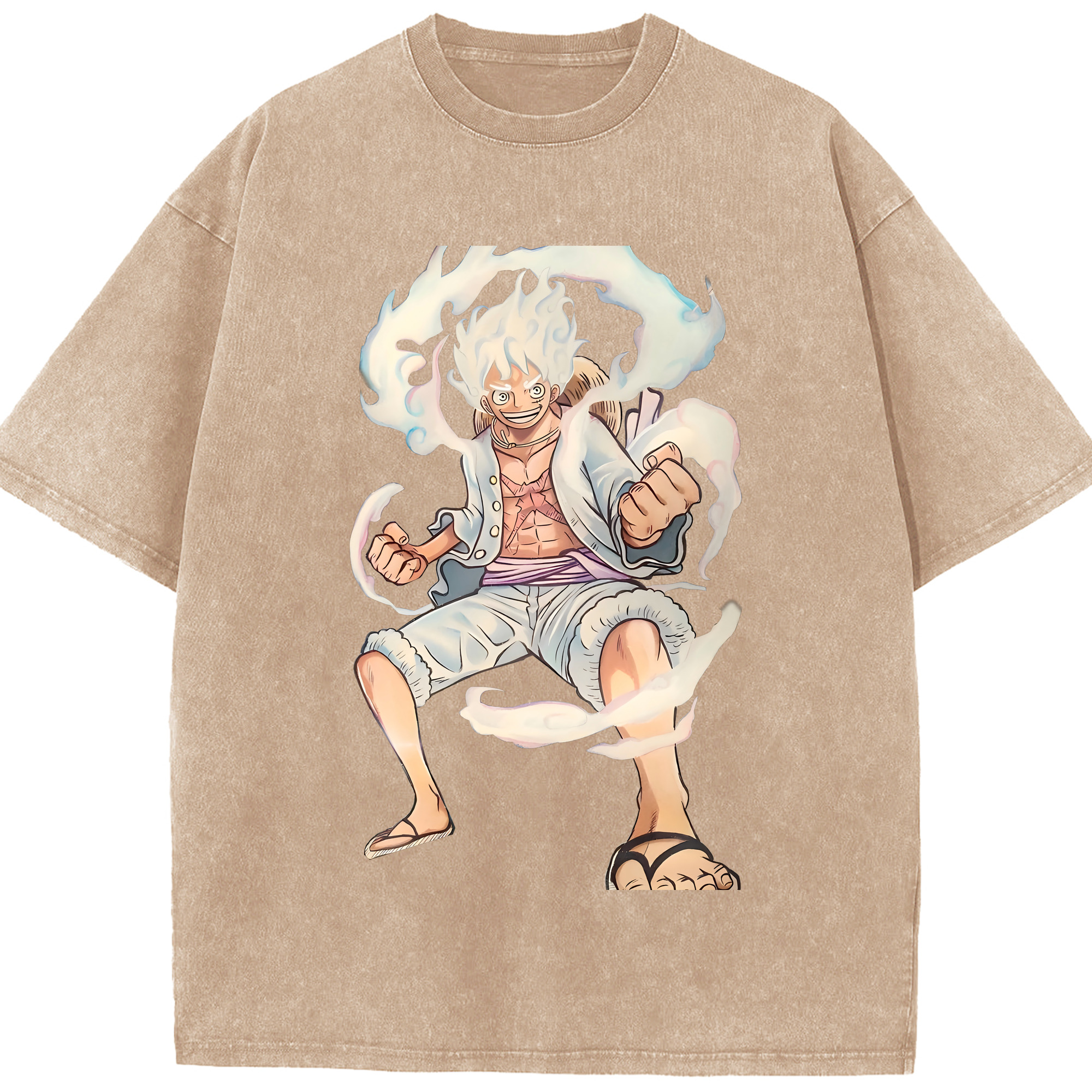 ワンピース モンキー・D・ルフィ ONE PIECE Monkey D. Luffy 綿100% ヴィンテージ風 半袖Tシャツ（フロントプリント）