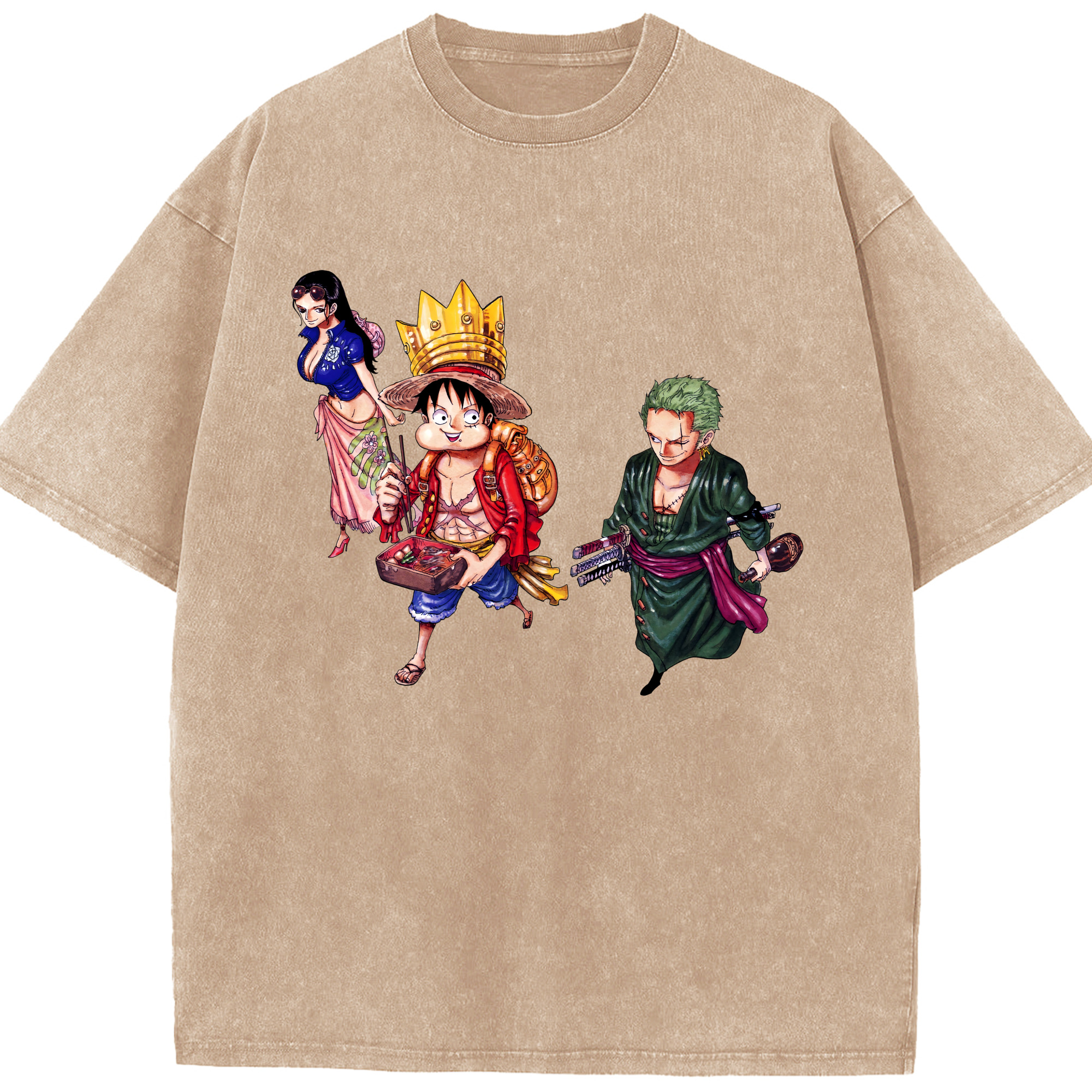 ワンピース モンキー・D・ルフィ ONE PIECE Monkey D. Luffy 綿100% ヴィンテージ風 半袖Tシャツ（フロントプリント）