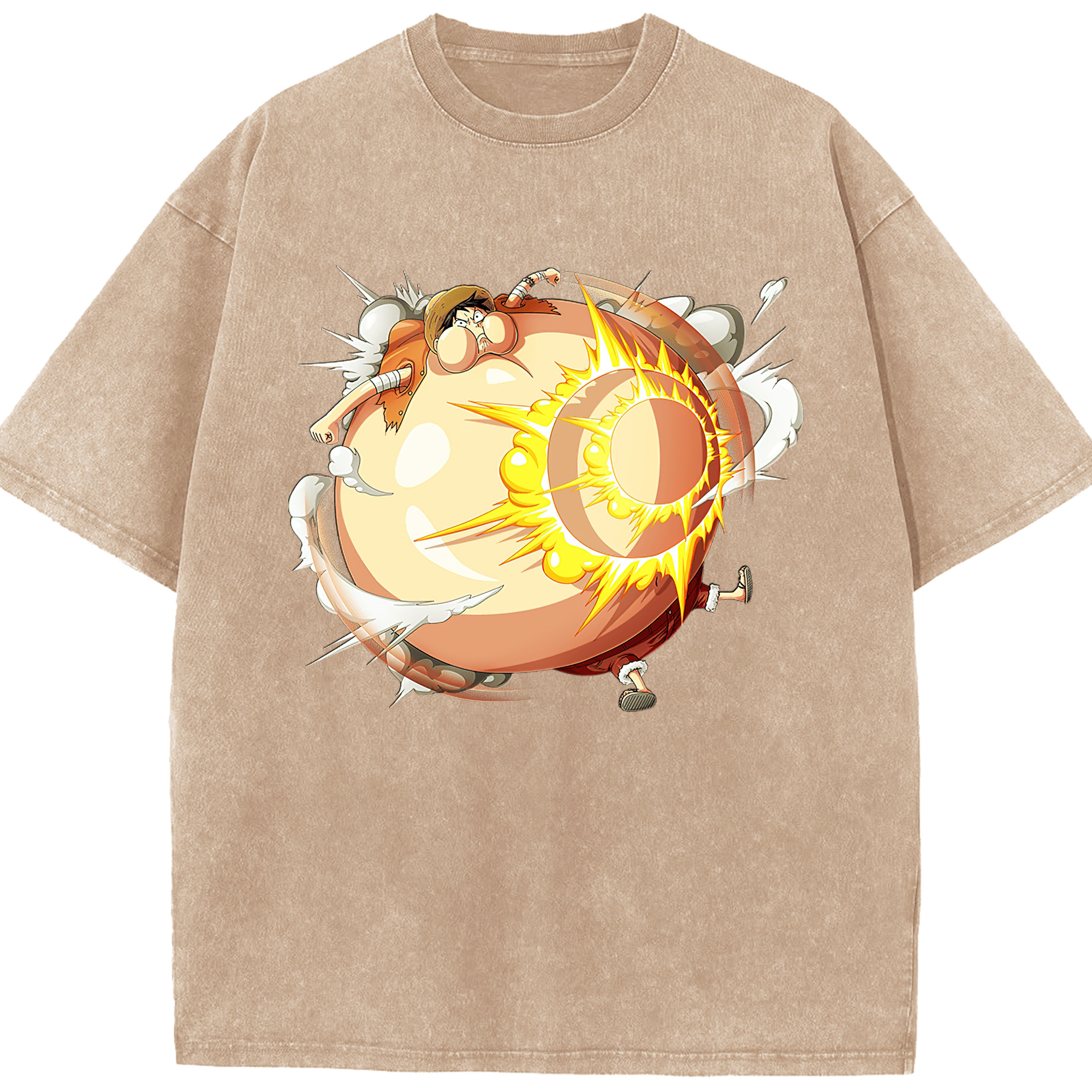 （画像用） ワンピース モンキー・D・ルフィ ONE PIECE Monkey D. Luffy 綿100% ヴィンテージ風 半袖Tシャツ（フロントプリント）