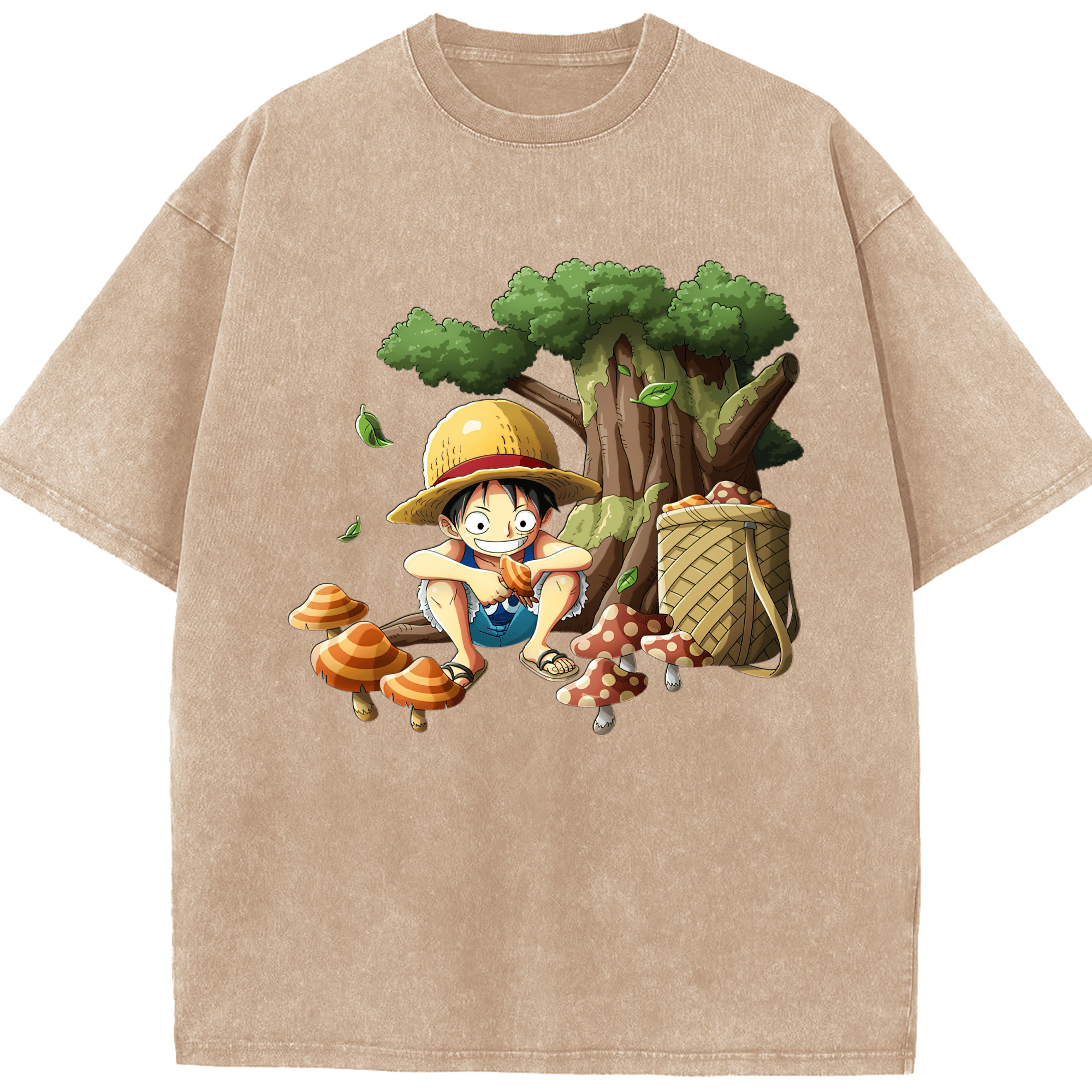 （画像用） ワンピース モンキー・D・ルフィ ONE PIECE Monkey D. Luffy 綿100% ヴィンテージ風 半袖Tシャツ（フロントプリント）