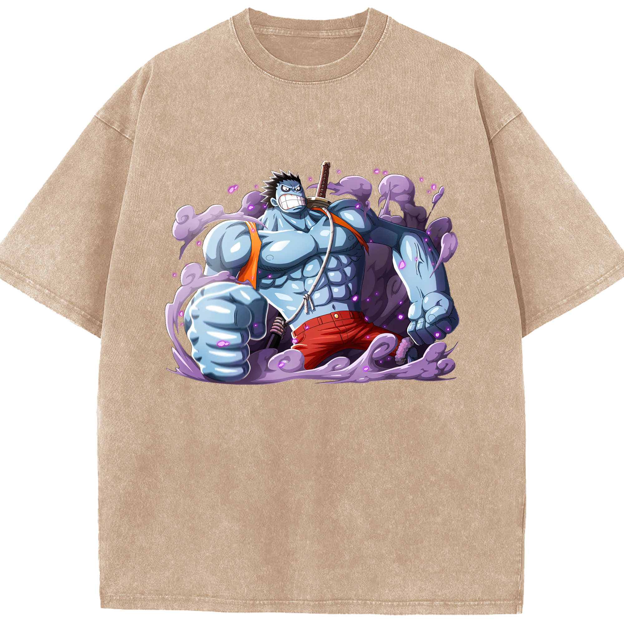 ワンピース モンキー・D・ルフィ ONE PIECE Monkey D. Luffy 綿100% ヴィンテージ風 半袖Tシャツ（フロントプリント）