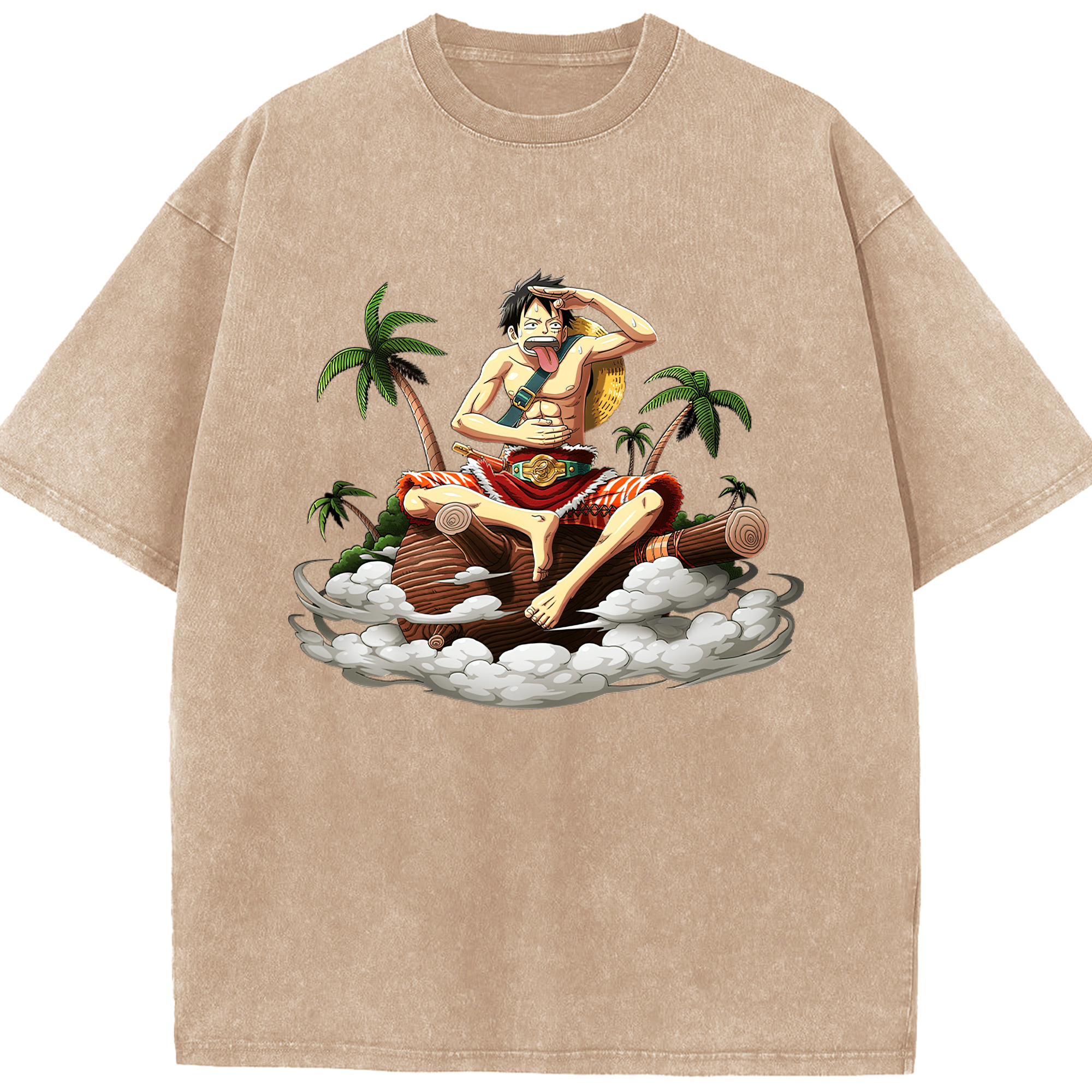 ワンピース モンキー・D・ルフィ ONE PIECE Monkey D. Luffy 綿100% ヴィンテージ風 半袖Tシャツ（フロントプリント）
