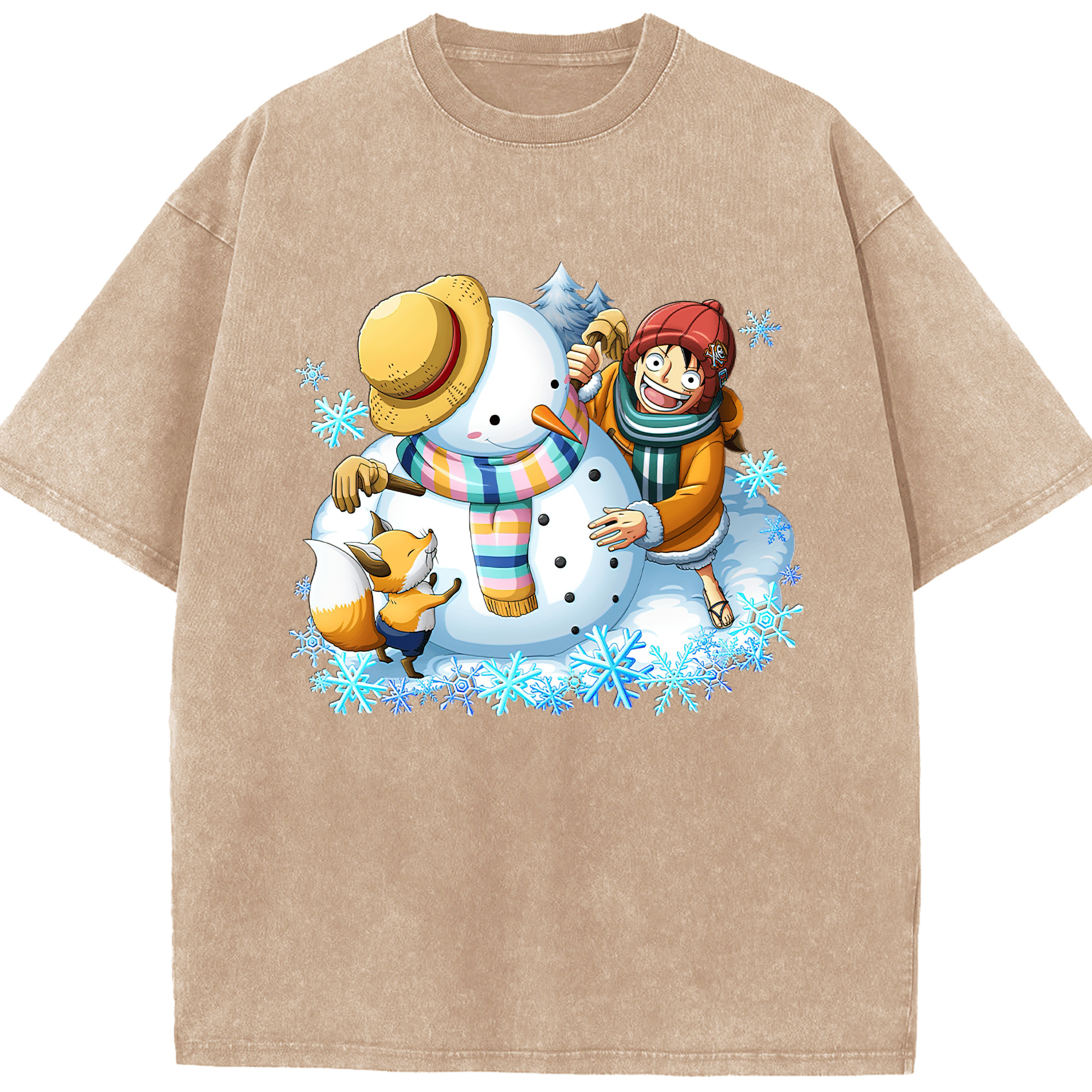 ワンピース モンキー・D・ルフィ ONE PIECE Monkey D. Luffy 綿100% ヴィンテージ風 半袖Tシャツ（フロントプリント）