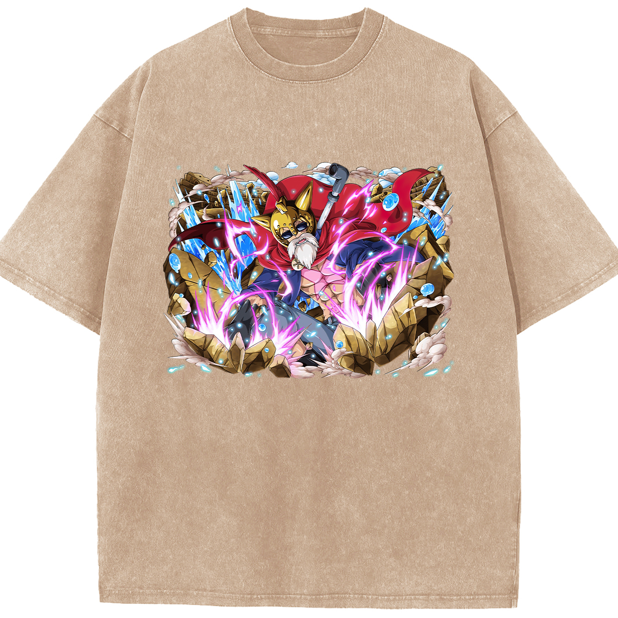ワンピース モンキー・D・ルフィ ONE PIECE Monkey D. Luffy 綿100% ヴィンテージ風 半袖Tシャツ（フロントプリント）