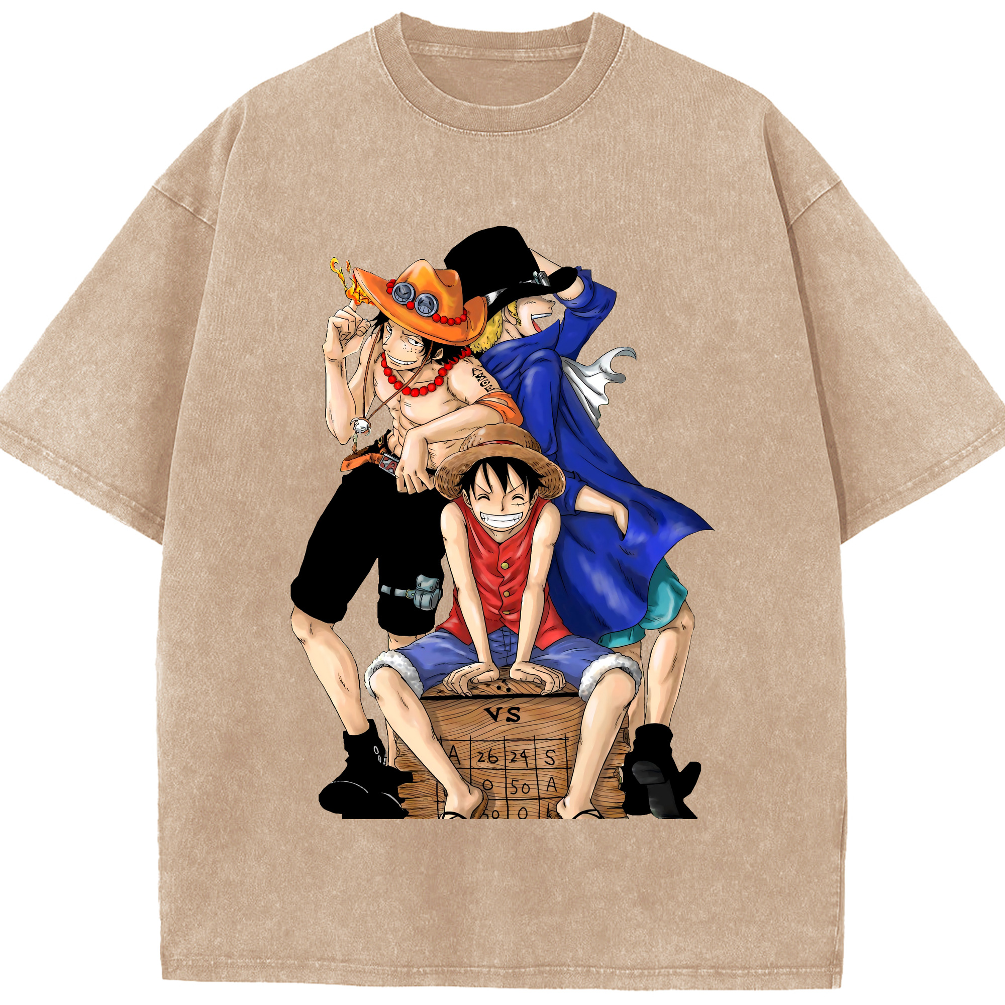 ワンピース モンキー・D・ルフィ ONE PIECE Monkey D. Luffy 綿100% ヴィンテージ風 半袖Tシャツ（フロントプリント）