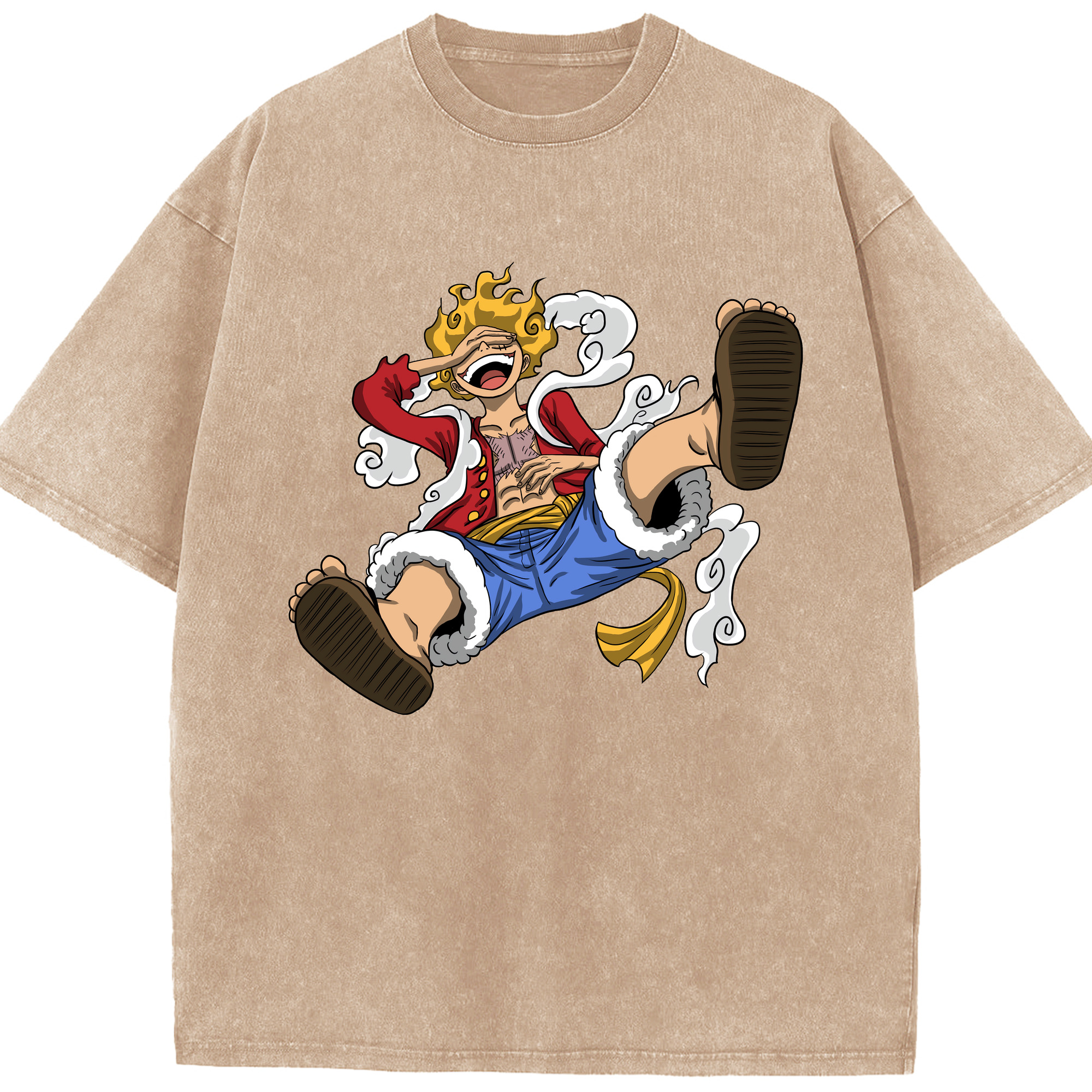 ワンピース モンキー・D・ルフィ ONE PIECE Monkey D. Luffy 綿100% ヴィンテージ風 半袖Tシャツ（フロントプリント）