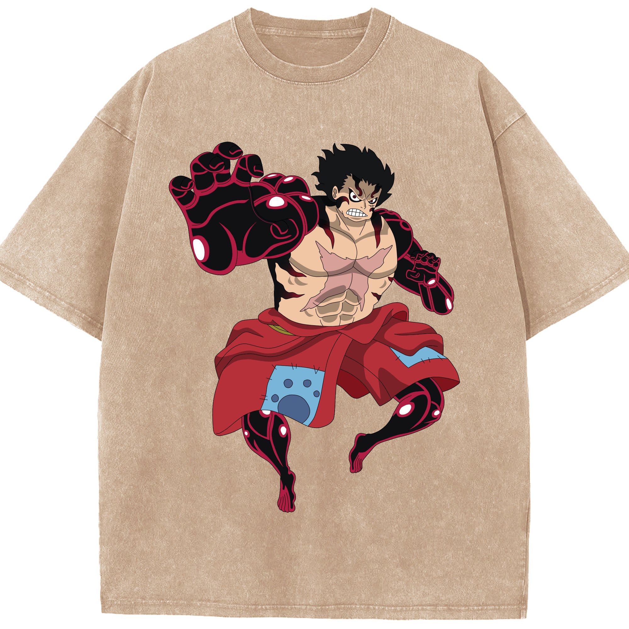 ワンピース モンキー・D・ルフィ ONE PIECE Monkey D. Luffy 綿100% ヴィンテージ風 半袖Tシャツ（フロントプリント）