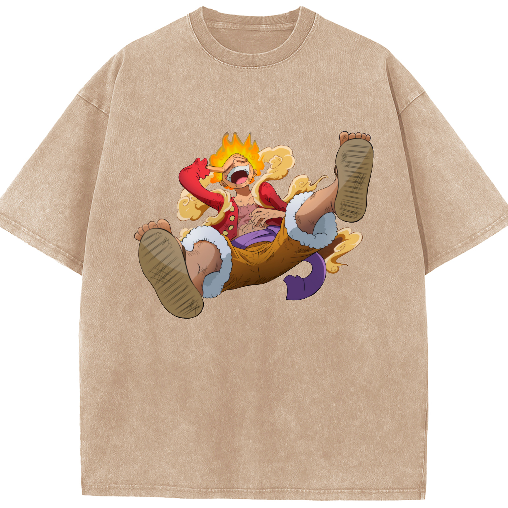 ワンピース モンキー・D・ルフィ ONE PIECE Monkey D. Luffy 綿100% ヴィンテージ風 半袖Tシャツ（フロントプリント）