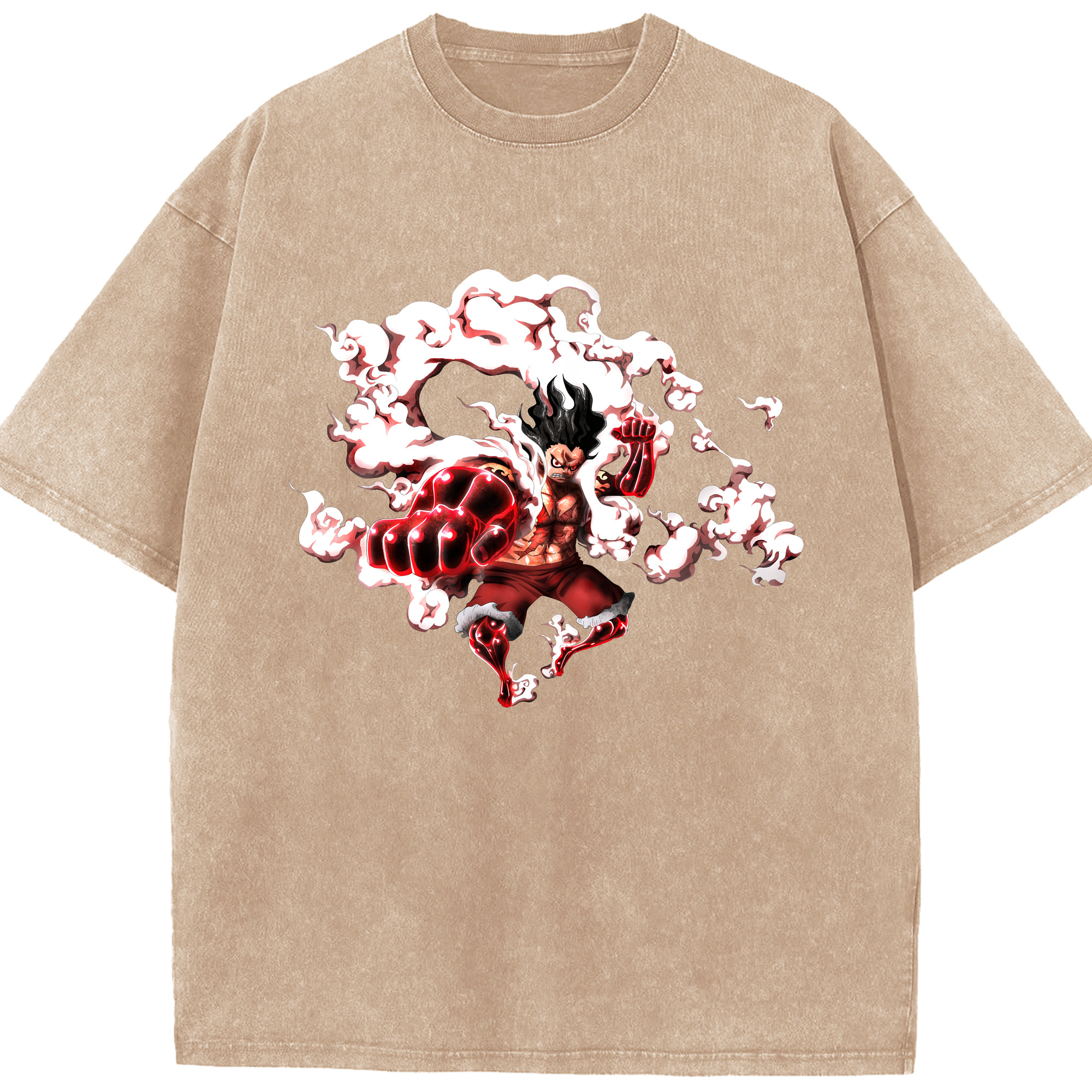 ワンピース モンキー・D・ルフィ ONE PIECE Monkey D. Luffy 綿100% ヴィンテージ風 半袖Tシャツ（フロントプリント）