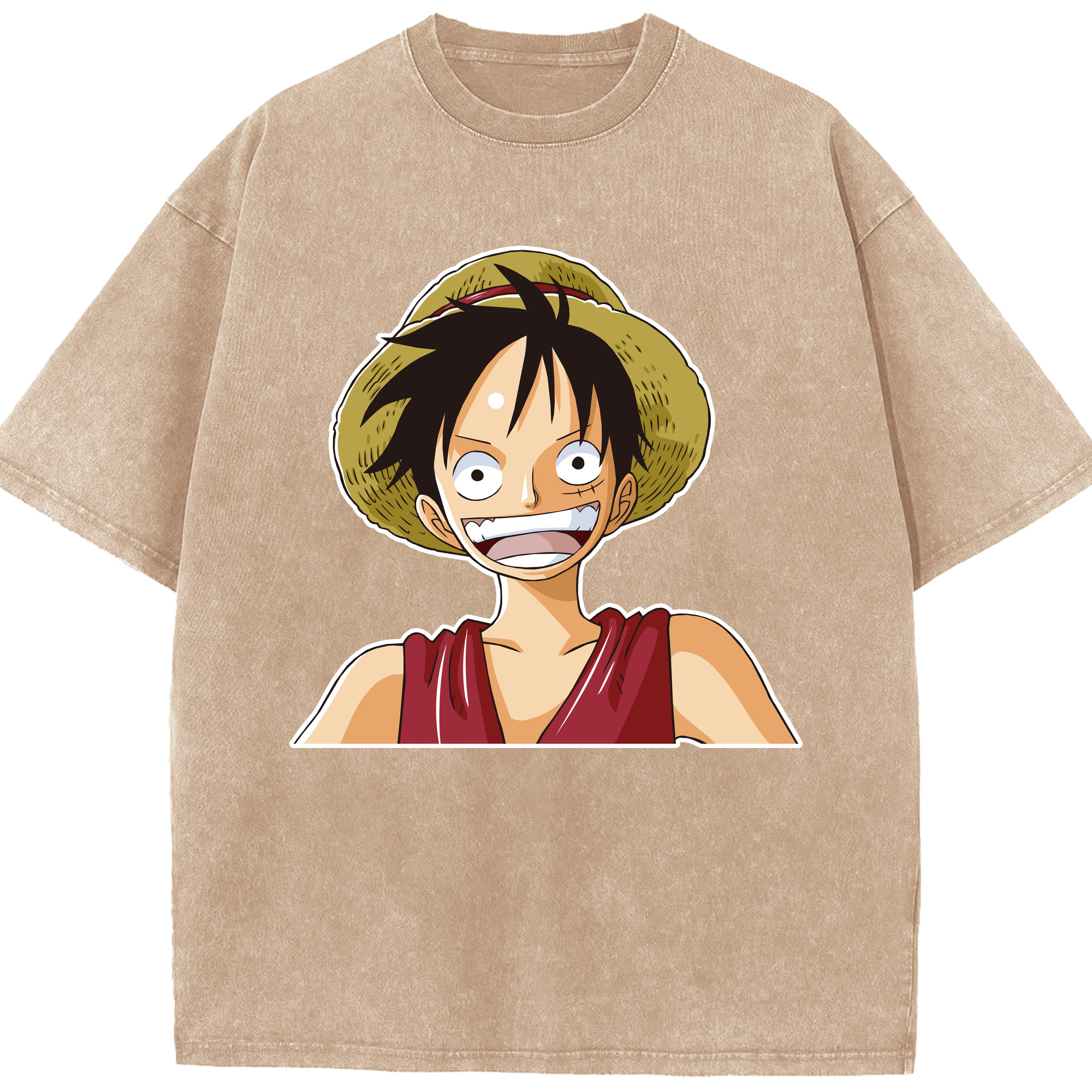 ワンピース モンキー・D・ルフィ ONE PIECE Monkey D. Luffy 綿100% ヴィンテージ風 半袖Tシャツ（フロントプリント）
