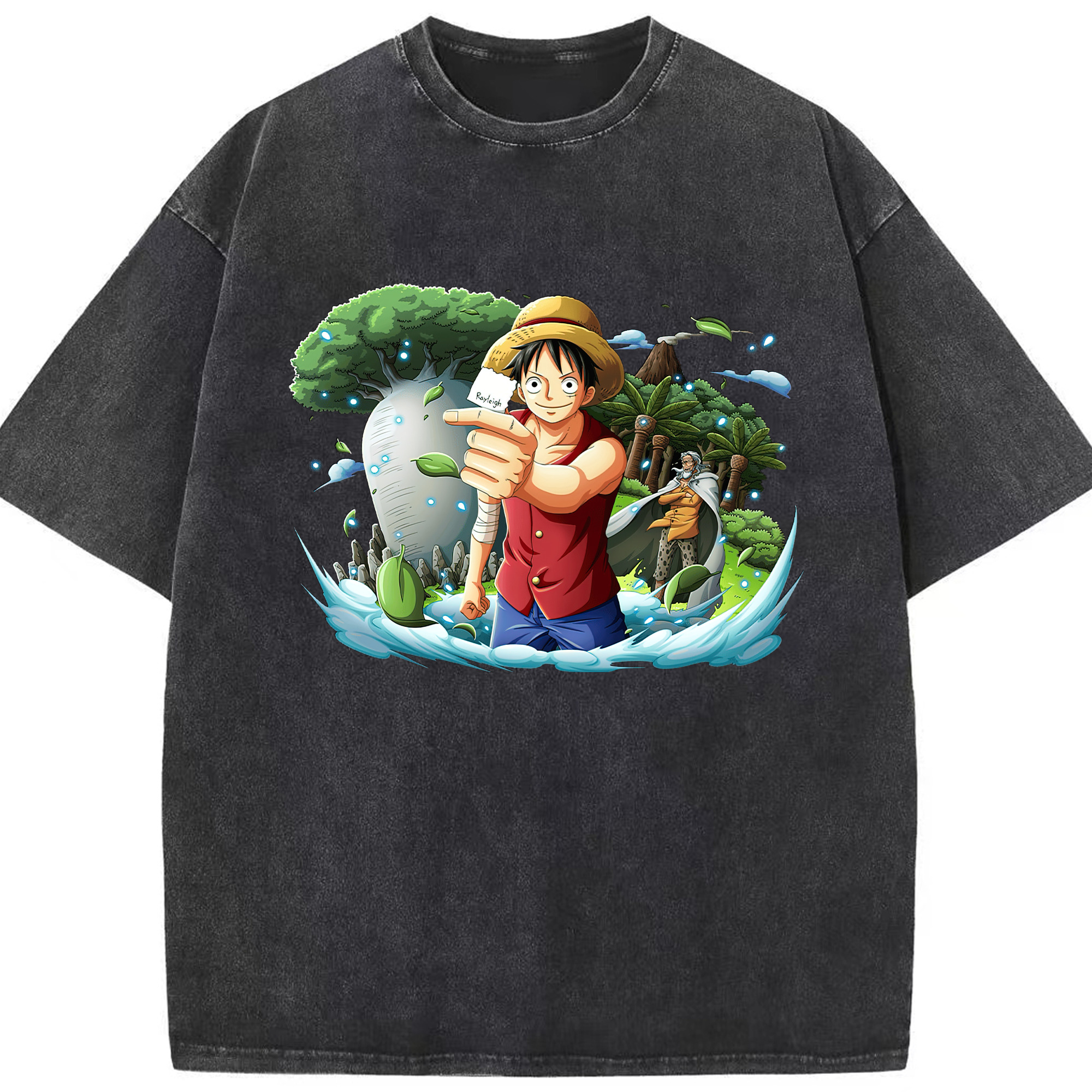 ワンピース モンキー・D・ルフィ ONE PIECE Monkey D. Luffy 綿100% ヴィンテージ風 半袖Tシャツ（フロントプリント）