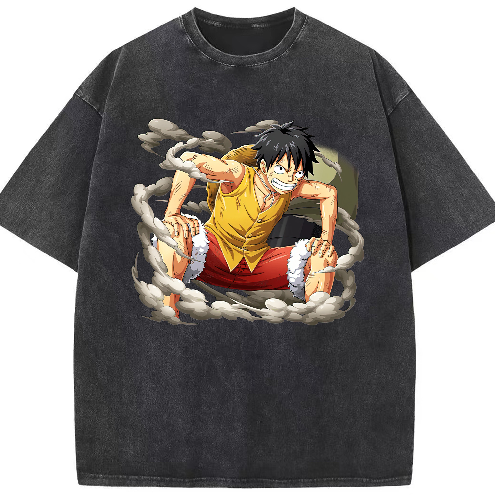 ワンピース モンキー・D・ルフィ ONE PIECE Monkey D. Luffy 綿100% ヴィンテージ風 半袖Tシャツ（フロントプリント）