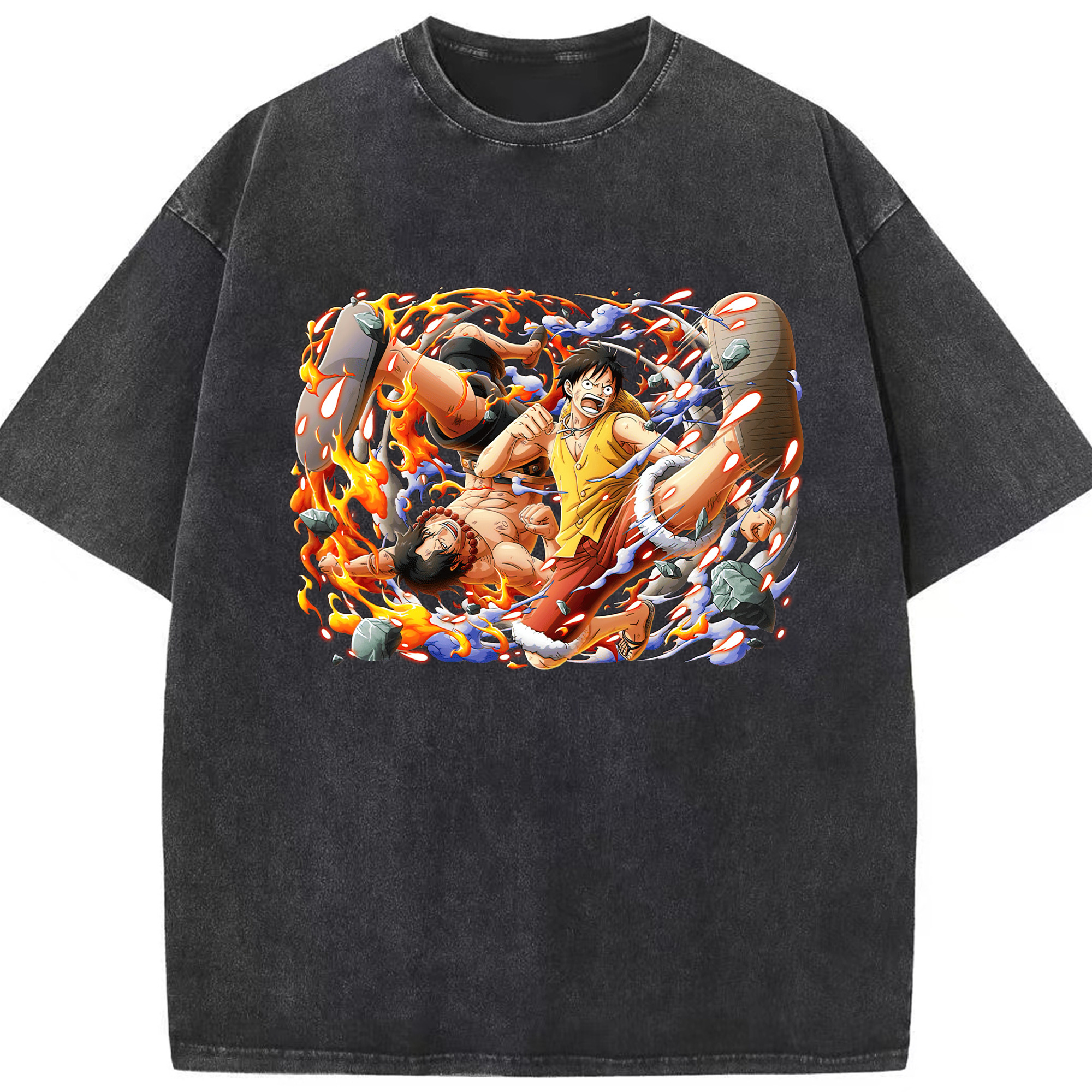 （画像用） ワンピース モンキー・D・ルフィ ONE PIECE Monkey D. Luffy 綿100% ヴィンテージ風 半袖Tシャツ（フロントプリント）