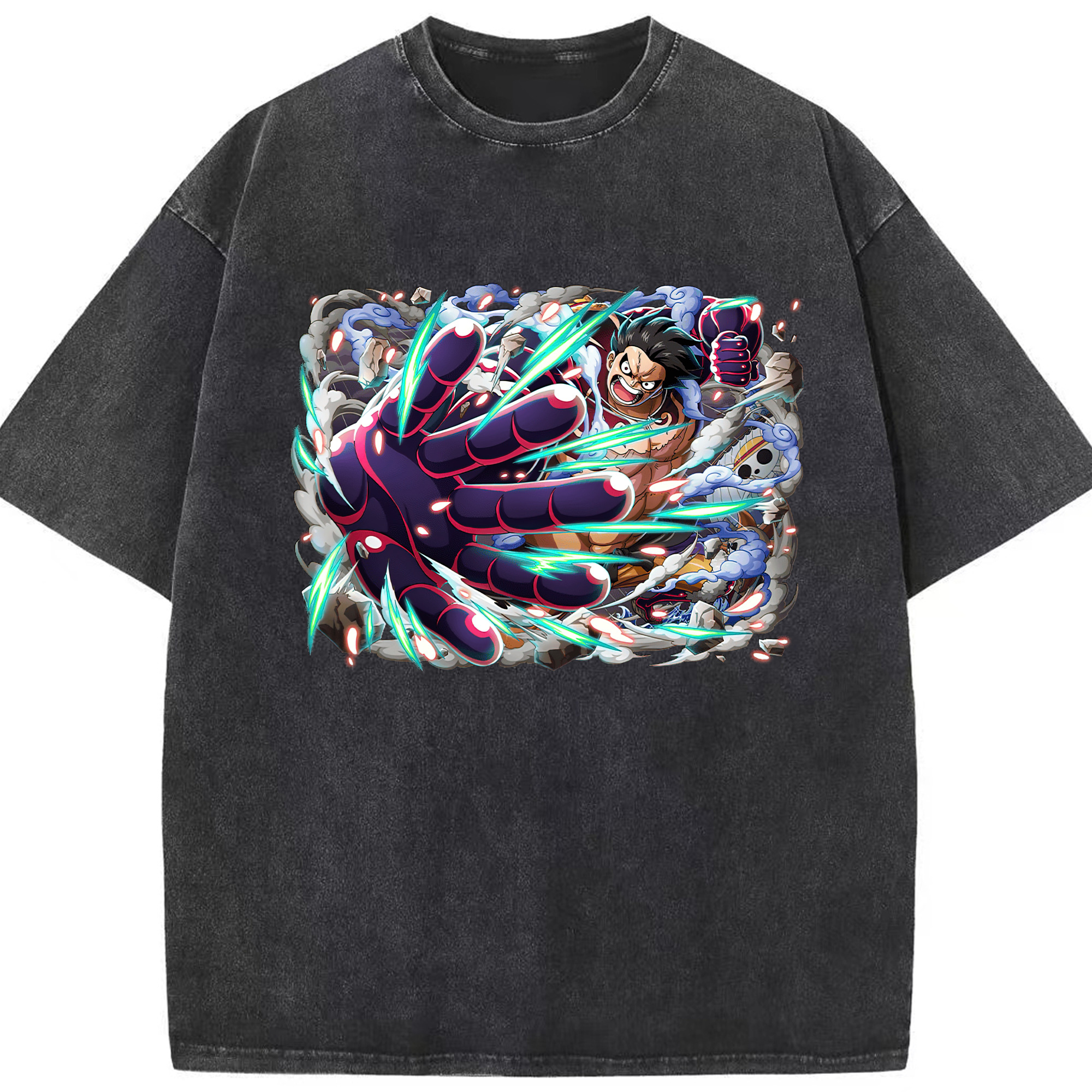 ワンピース モンキー・D・ルフィ ONE PIECE Monkey D. Luffy 綿100% ヴィンテージ風 半袖Tシャツ（フロントプリント）