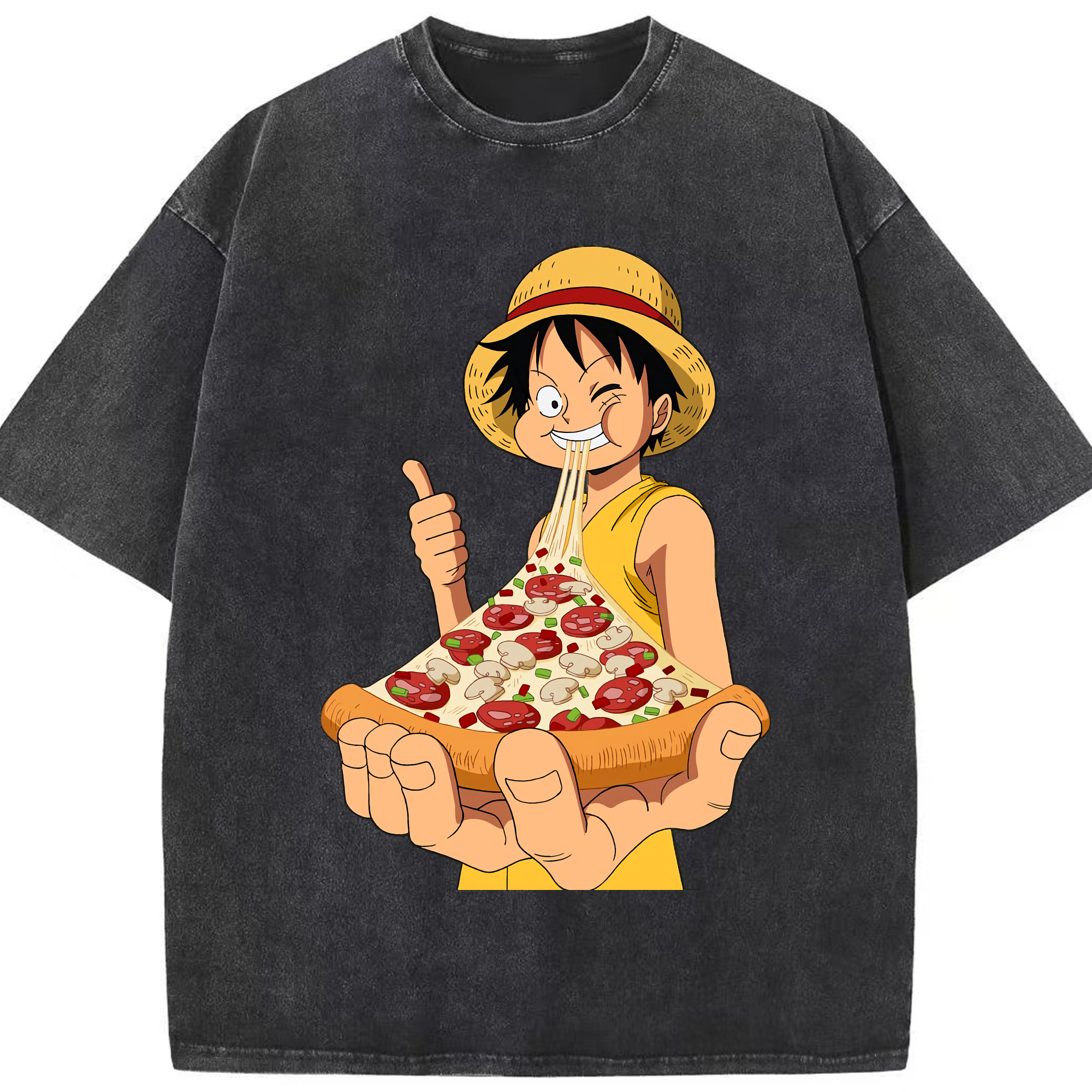 ワンピース モンキー・D・ルフィ ONE PIECE Monkey D. Luffy 綿100% ヴィンテージ風 半袖Tシャツ（フロントプリント）