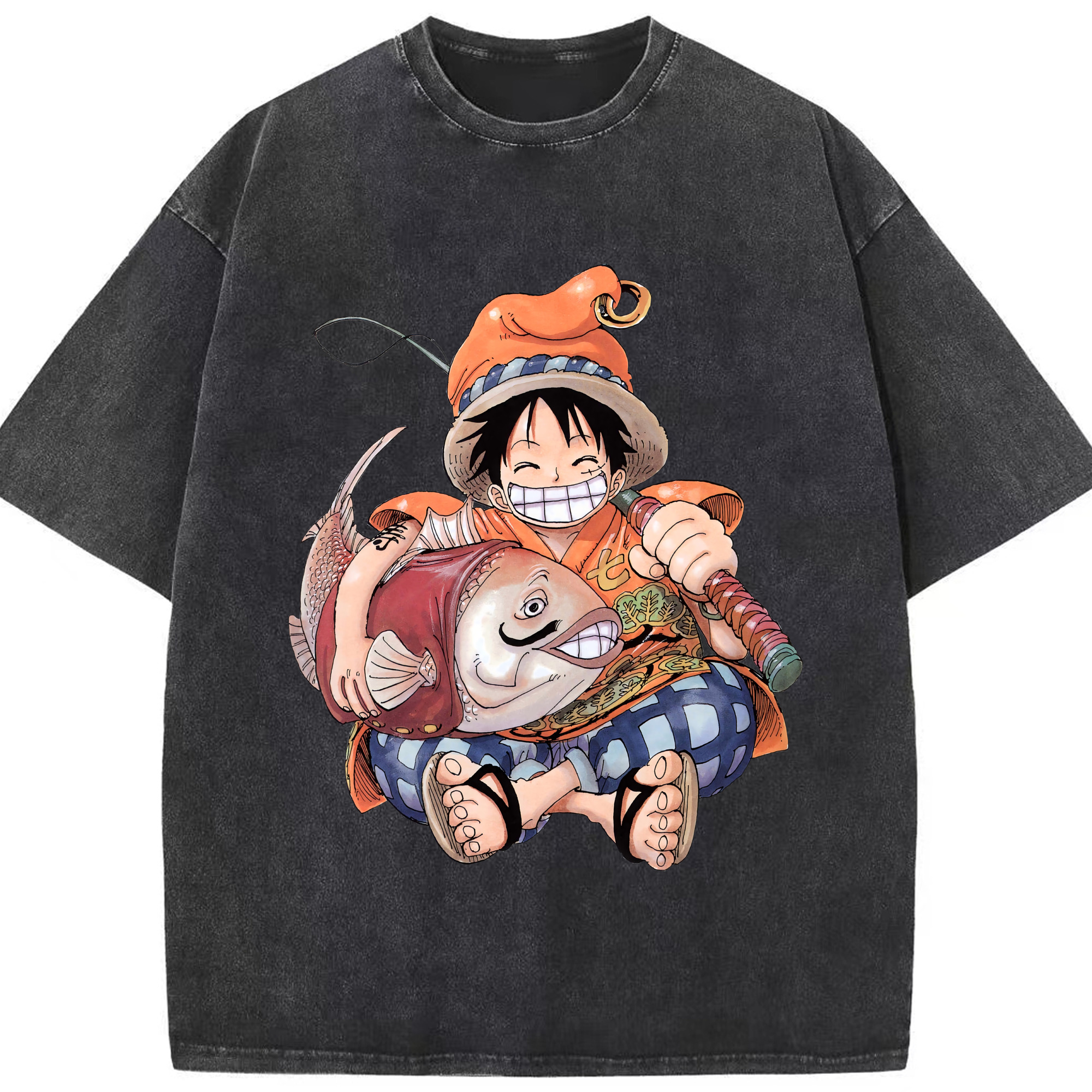 ワンピース モンキー・D・ルフィ ONE PIECE Monkey D. Luffy 綿100% ヴィンテージ風 半袖Tシャツ（フロントプリント）