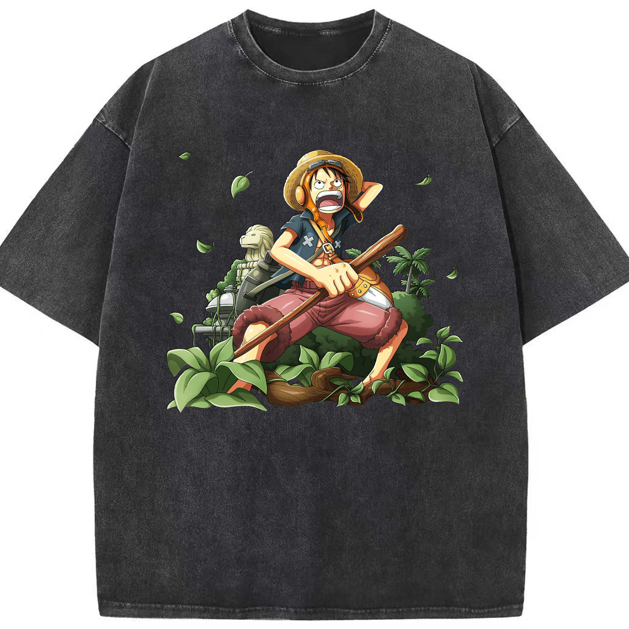 （画像用） ワンピース モンキー・D・ルフィ ONE PIECE Monkey D. Luffy 綿100% ヴィンテージ風 半袖Tシャツ（フロントプリント）
