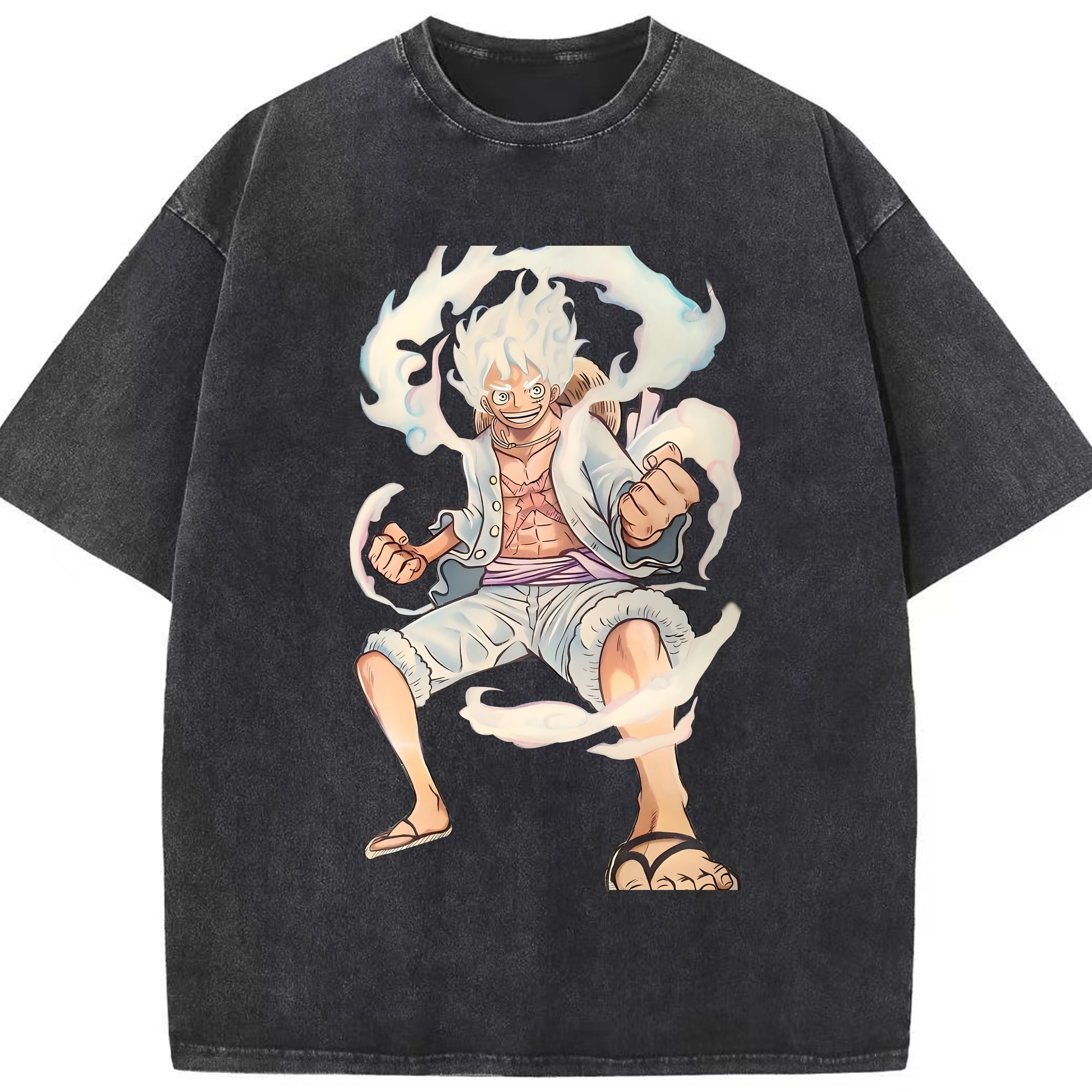 ワンピース モンキー・D・ルフィ ONE PIECE Monkey D. Luffy 綿100% ヴィンテージ風 半袖Tシャツ（フロントプリント）