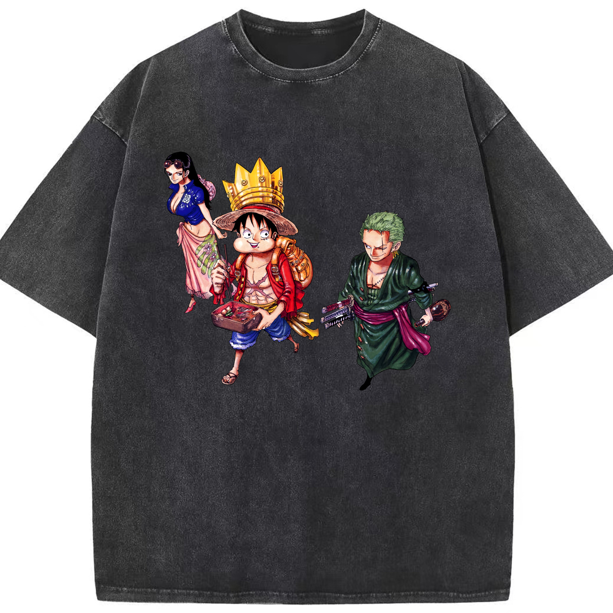 ワンピース モンキー・D・ルフィ ONE PIECE Monkey D. Luffy 綿100% ヴィンテージ風 半袖Tシャツ（フロントプリント）