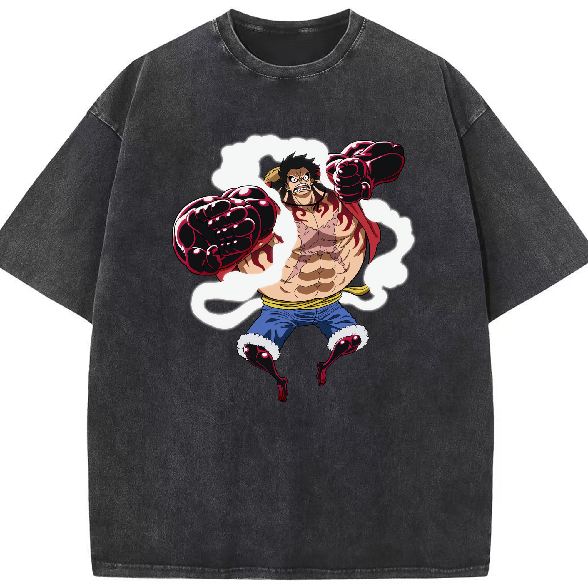 ワンピース モンキー・D・ルフィ ONE PIECE Monkey D. Luffy 綿100% ヴィンテージ風 半袖Tシャツ（フロントプリント）