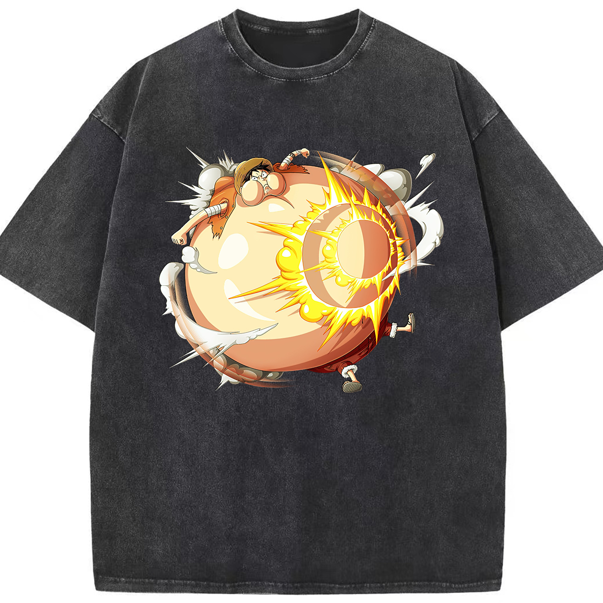 （画像用） ワンピース モンキー・D・ルフィ ONE PIECE Monkey D. Luffy 綿100% ヴィンテージ風 半袖Tシャツ（フロントプリント）