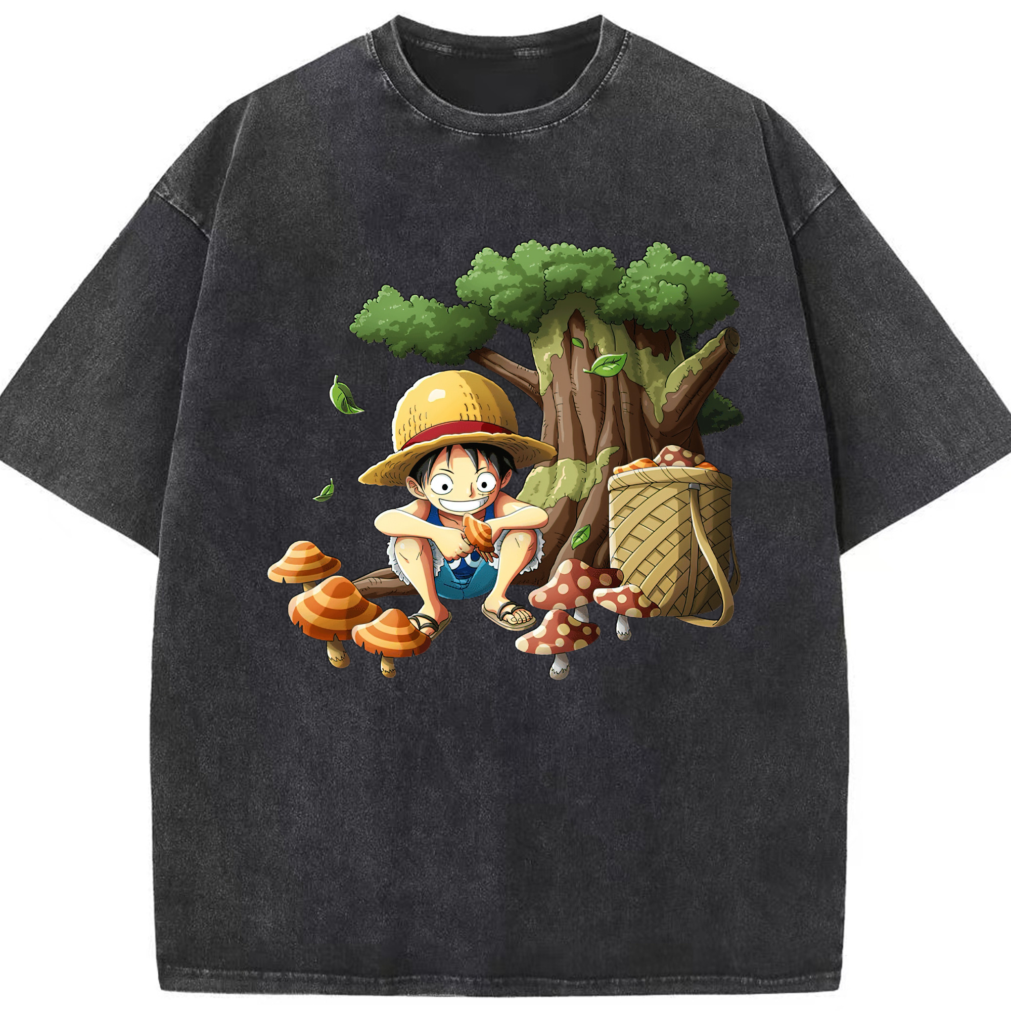 （画像用） ワンピース モンキー・D・ルフィ ONE PIECE Monkey D. Luffy 綿100% ヴィンテージ風 半袖Tシャツ（フロントプリント）