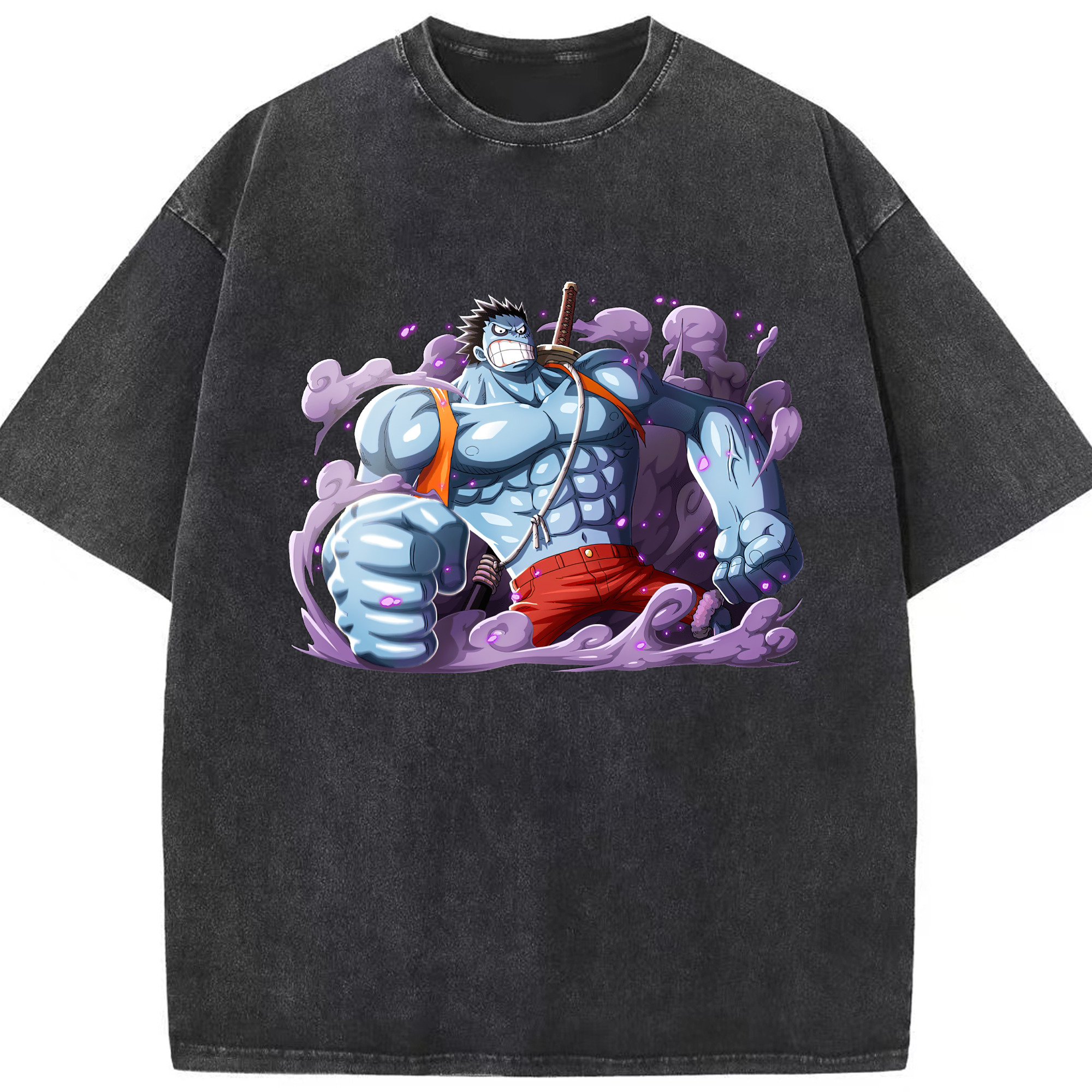 ワンピース モンキー・D・ルフィ ONE PIECE Monkey D. Luffy 綿100% ヴィンテージ風 半袖Tシャツ（フロントプリント）