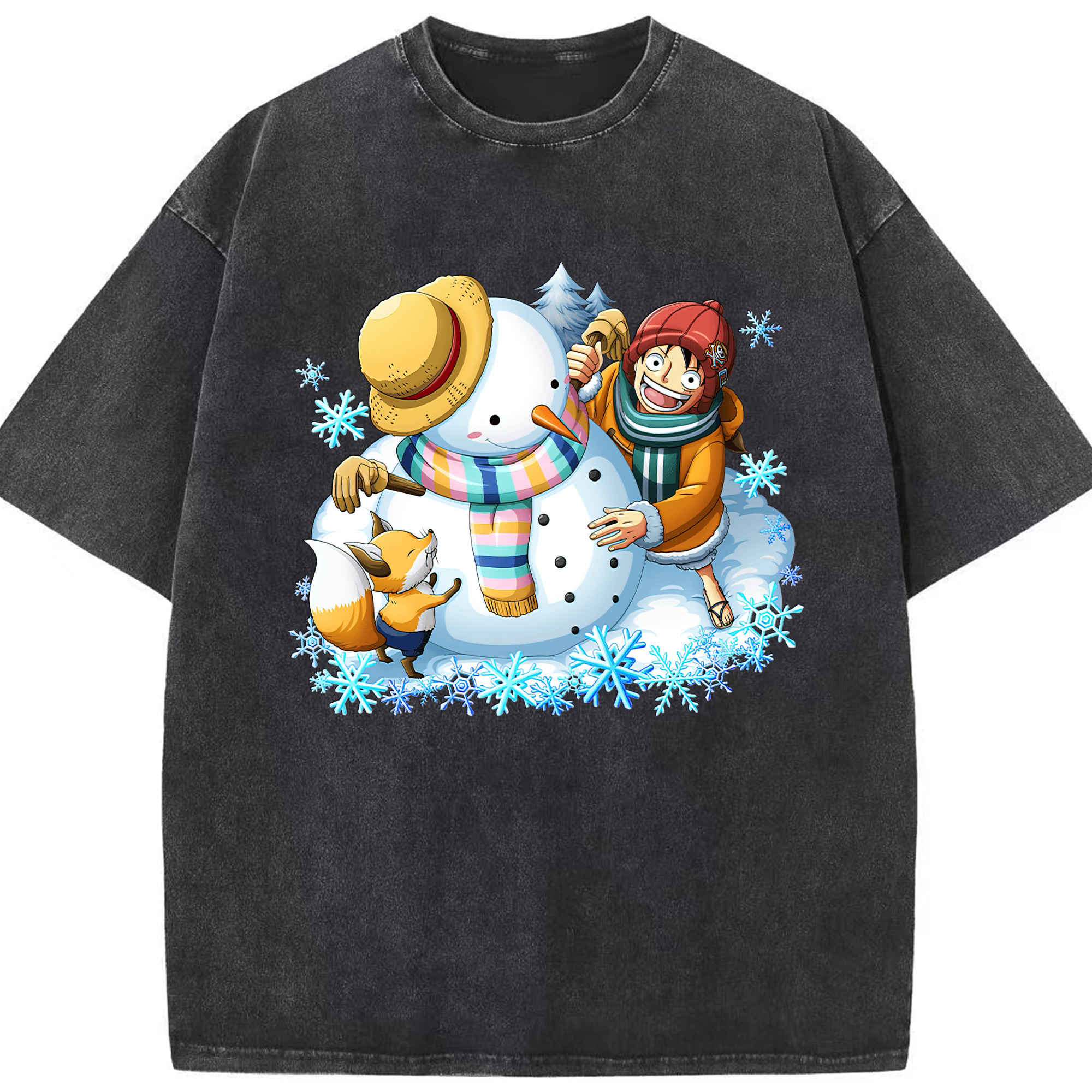 ワンピース モンキー・D・ルフィ ONE PIECE Monkey D. Luffy 綿100% ヴィンテージ風 半袖Tシャツ（フロントプリント）