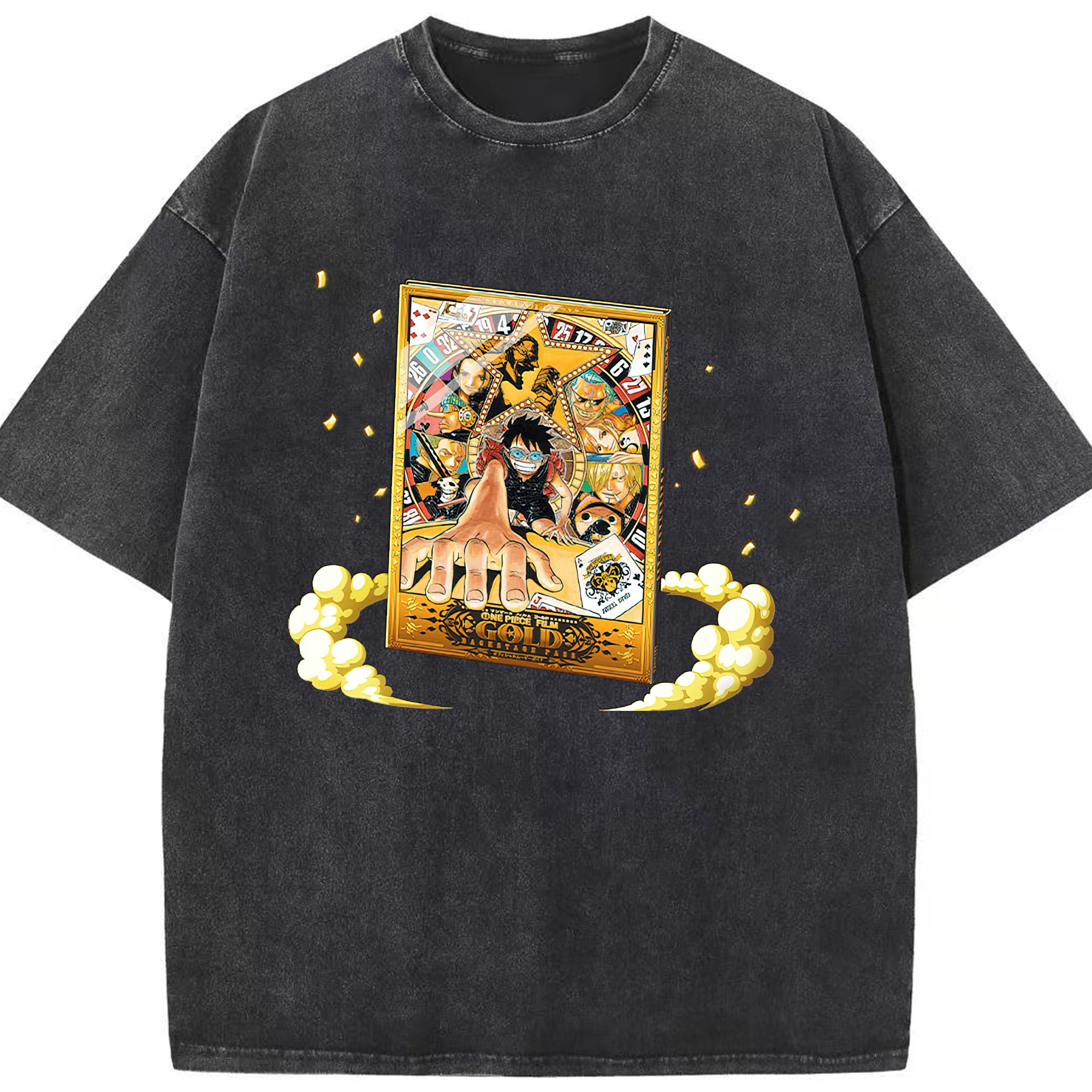 ワンピース モンキー・D・ルフィ ONE PIECE Monkey D. Luffy 綿100% ヴィンテージ風 半袖Tシャツ（フロントプリント）
