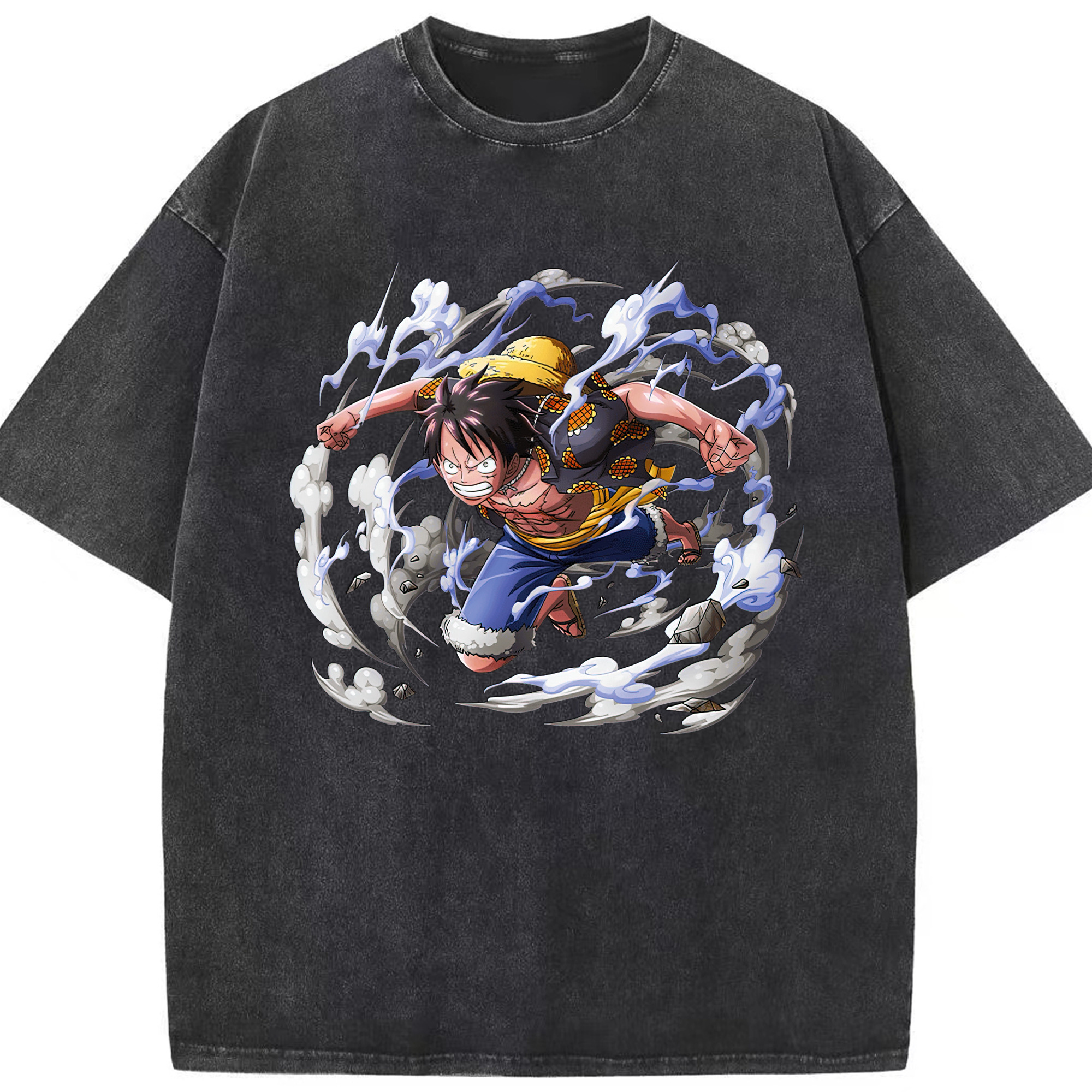 ワンピース モンキー・D・ルフィ ONE PIECE Monkey D. Luffy 綿100% ヴィンテージ風 半袖Tシャツ（フロントプリント）