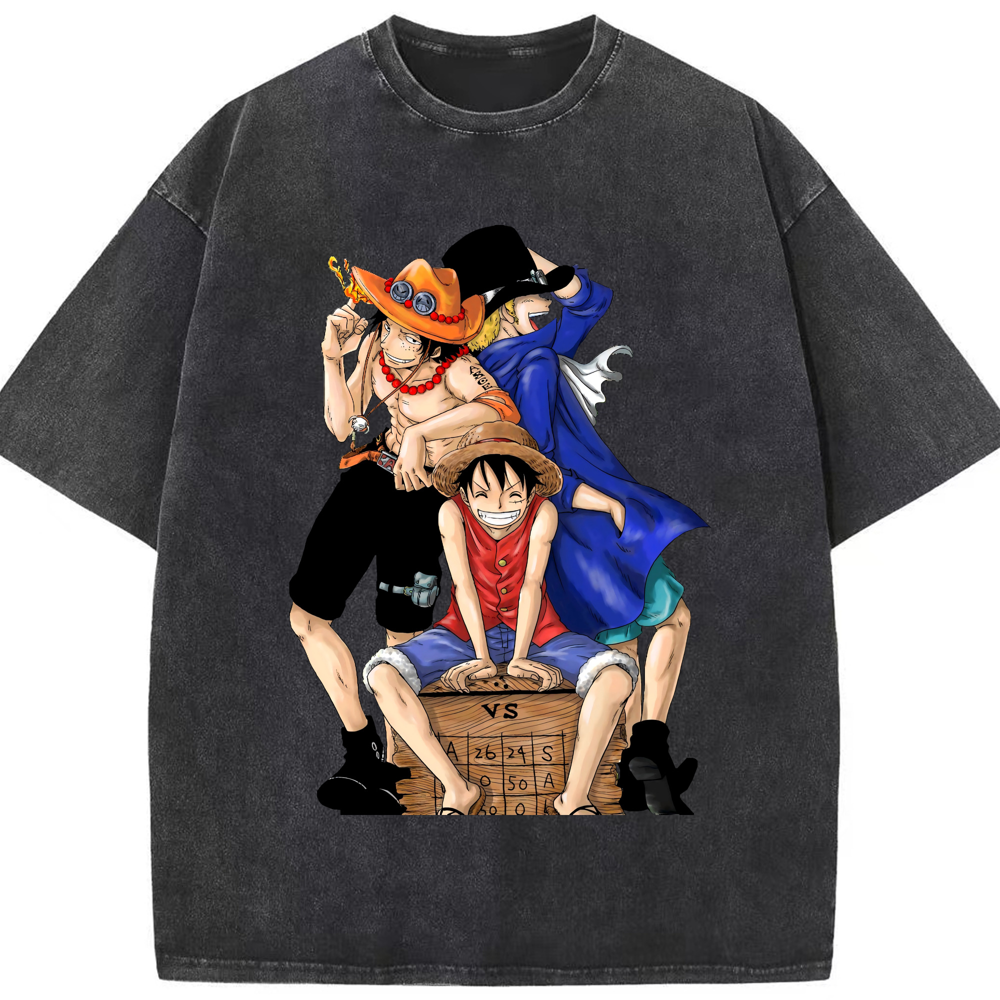 ワンピース モンキー・D・ルフィ ONE PIECE Monkey D. Luffy 綿100% ヴィンテージ風 半袖Tシャツ（フロントプリント）