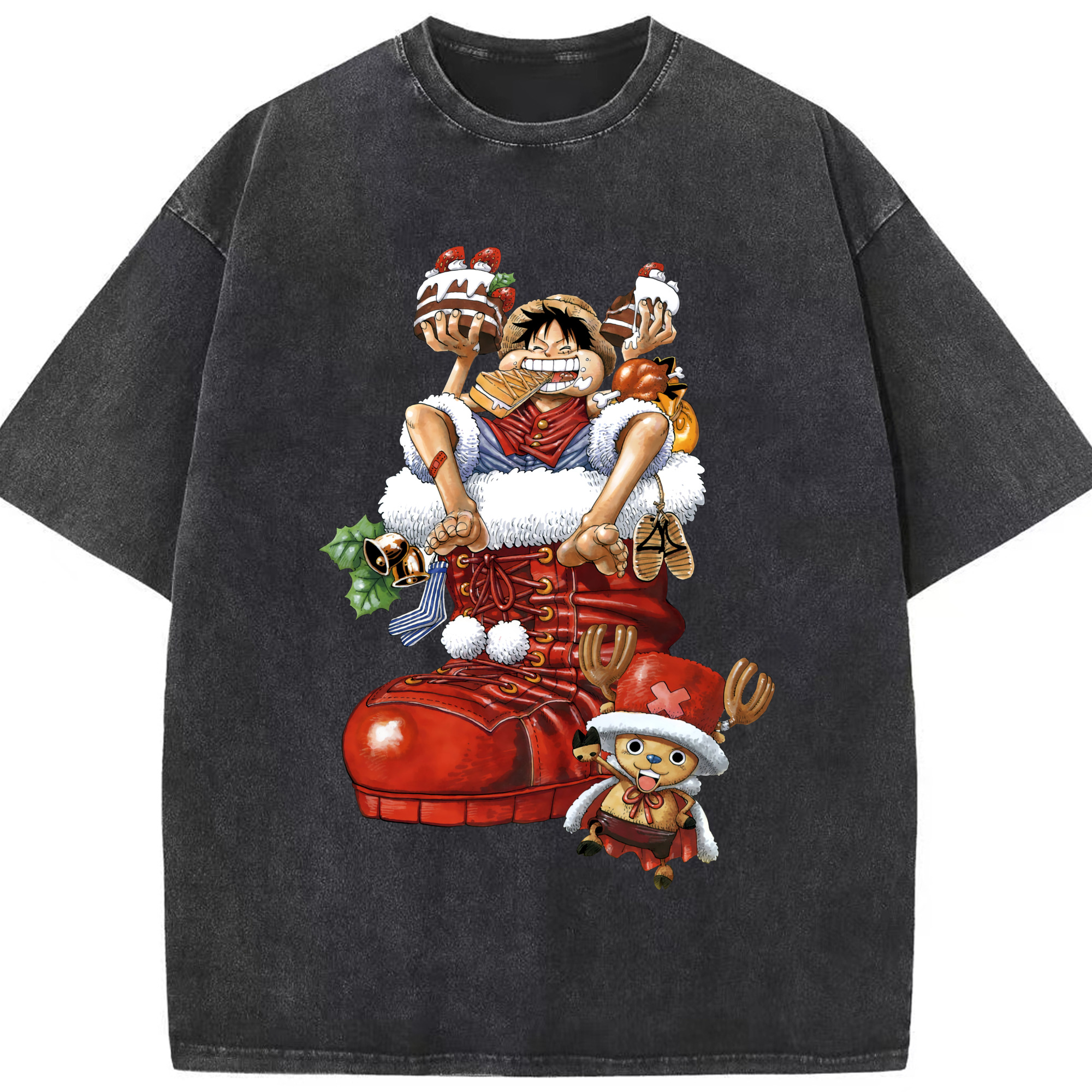 ワンピース モンキー・D・ルフィ ONE PIECE Monkey D. Luffy 綿100% ヴィンテージ風 半袖Tシャツ（フロントプリント）