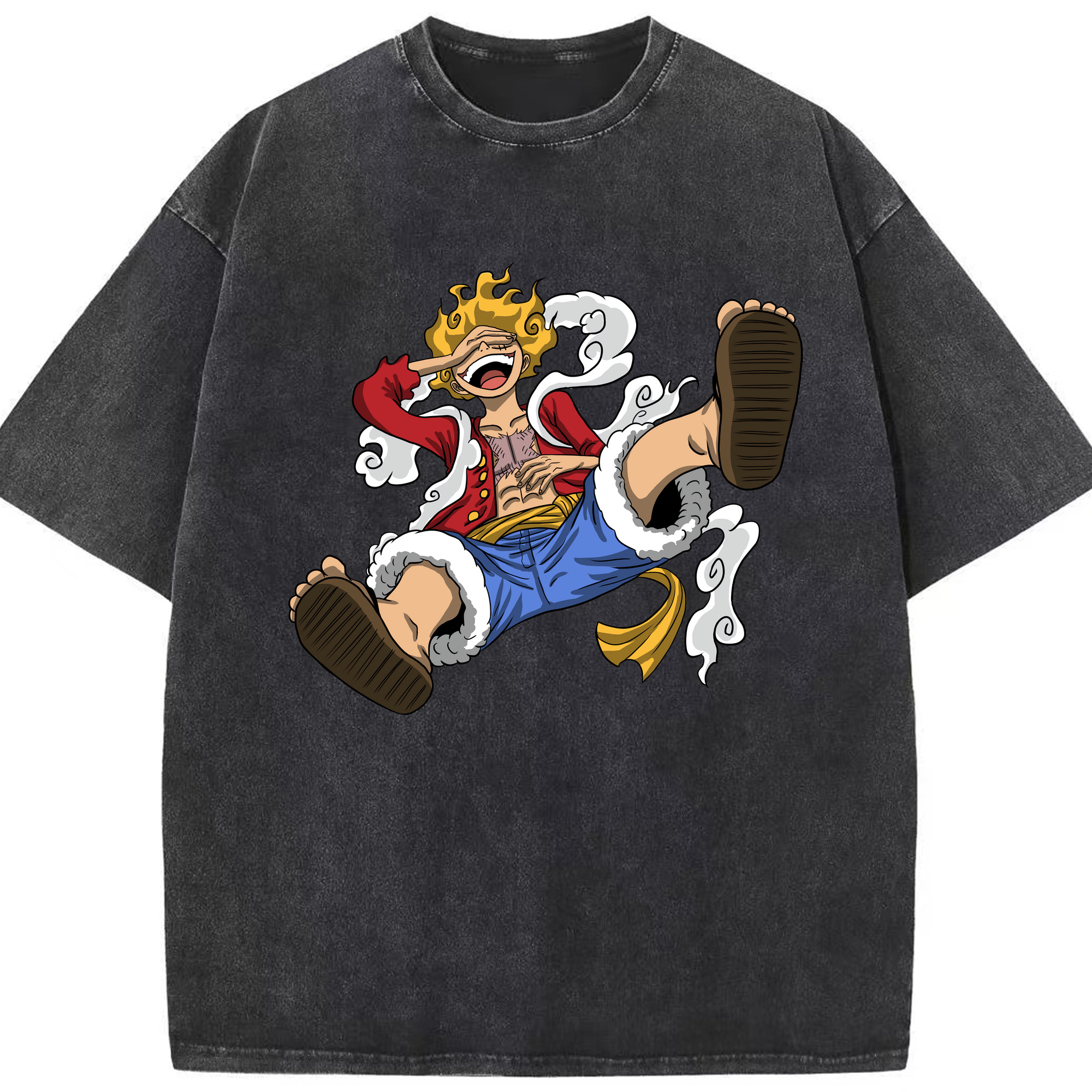 ワンピース モンキー・D・ルフィ ONE PIECE Monkey D. Luffy 綿100% ヴィンテージ風 半袖Tシャツ（フロントプリント）