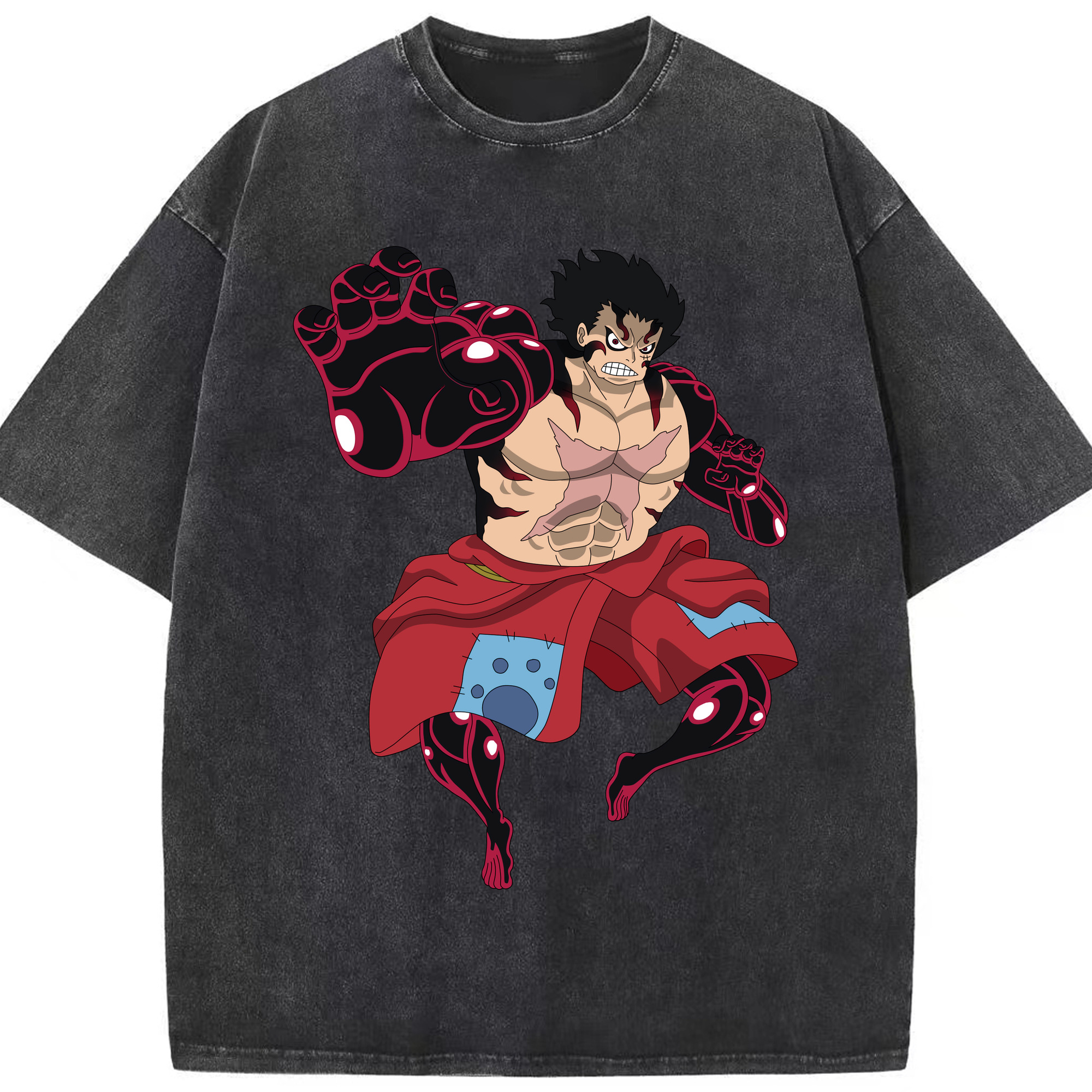 ワンピース モンキー・D・ルフィ ONE PIECE Monkey D. Luffy 綿100% ヴィンテージ風 半袖Tシャツ（フロントプリント）