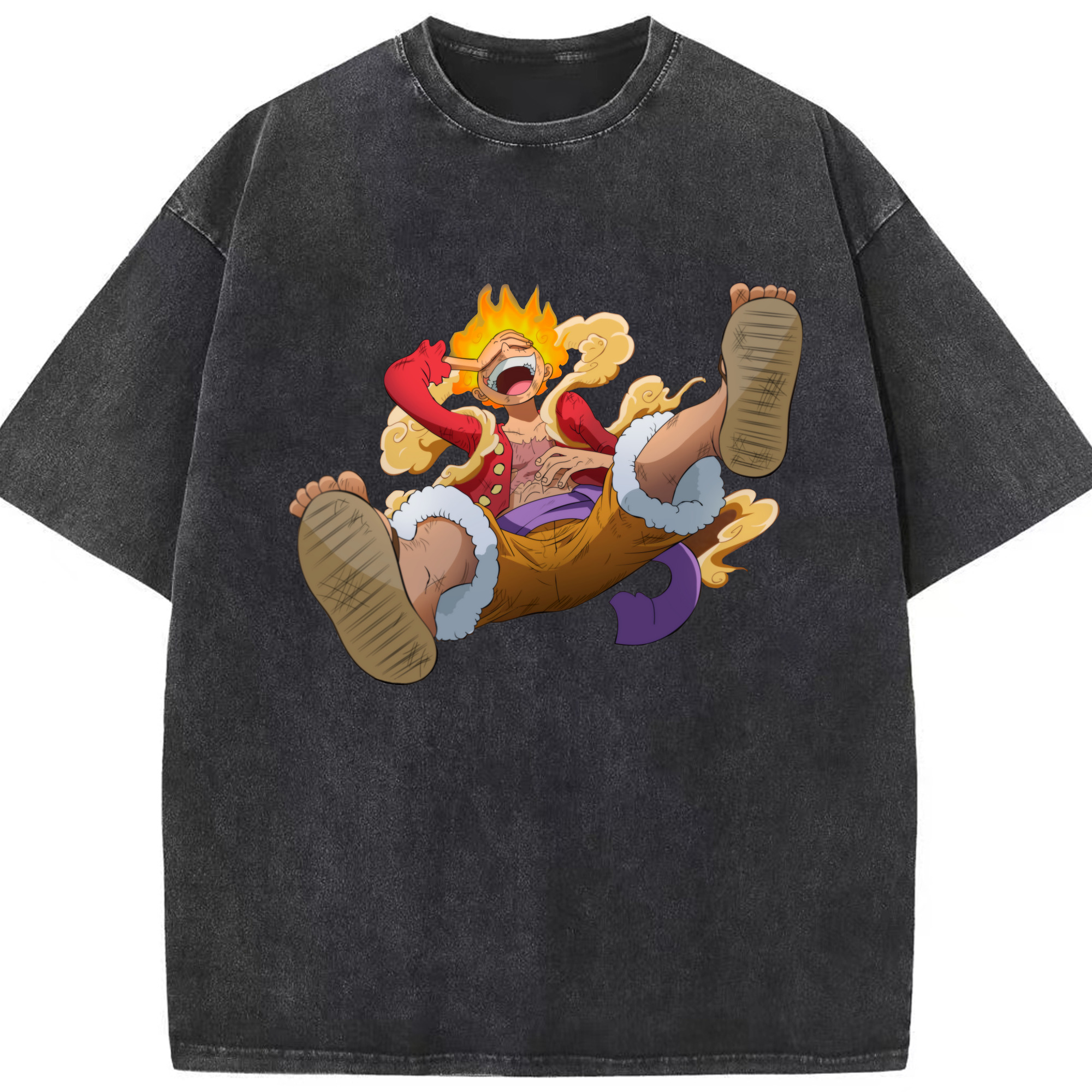 ワンピース モンキー・D・ルフィ ONE PIECE Monkey D. Luffy 綿100% ヴィンテージ風 半袖Tシャツ（フロントプリント）
