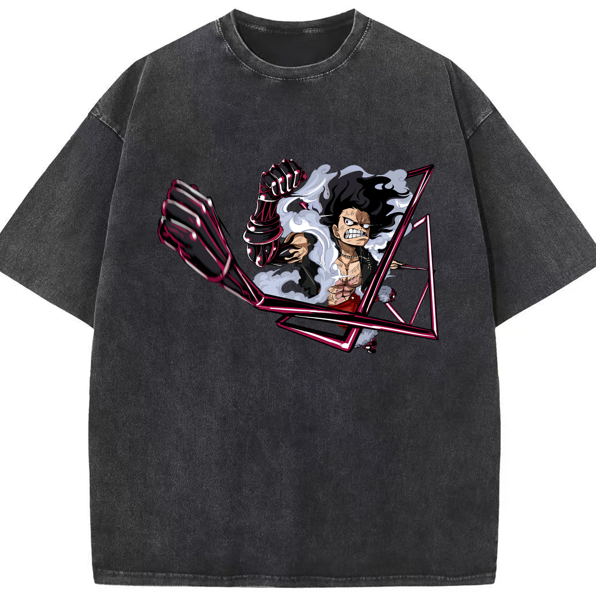 ワンピース モンキー・D・ルフィ ONE PIECE Monkey D. Luffy 綿100% ヴィンテージ風 半袖Tシャツ（フロントプリント）