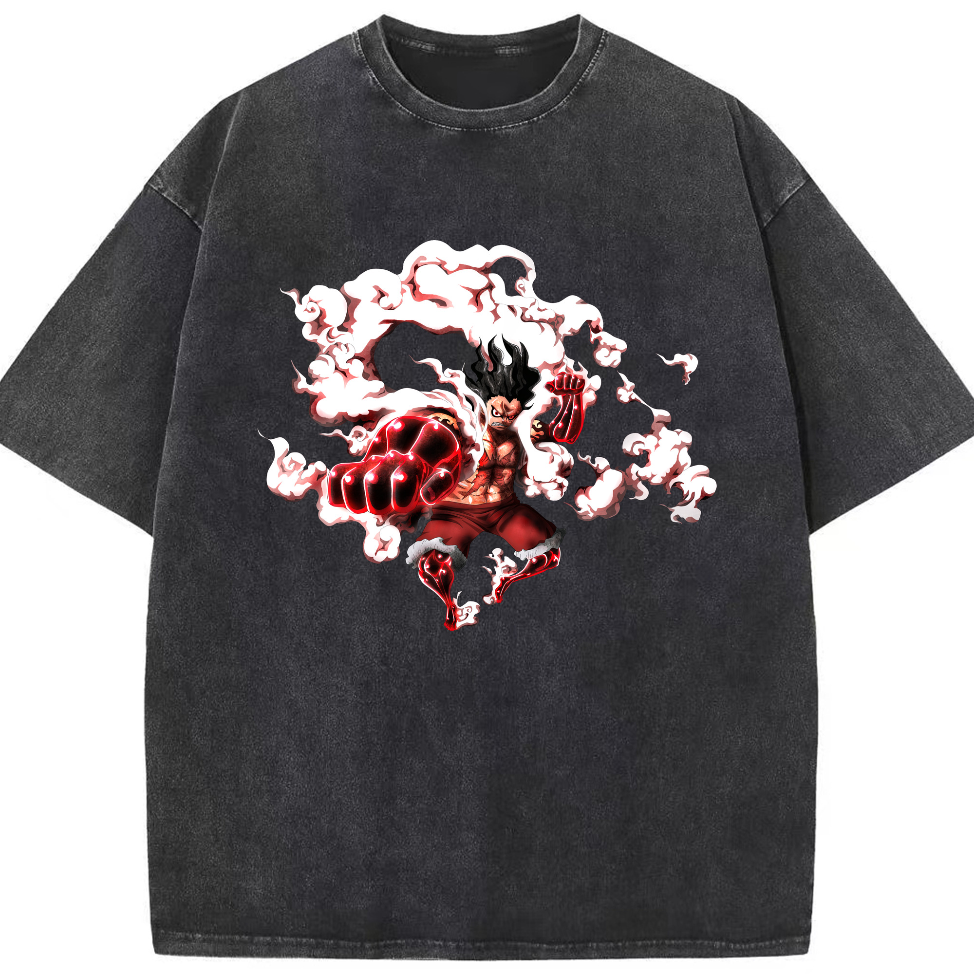 ワンピース モンキー・D・ルフィ ONE PIECE Monkey D. Luffy 綿100% ヴィンテージ風 半袖Tシャツ（フロントプリント）