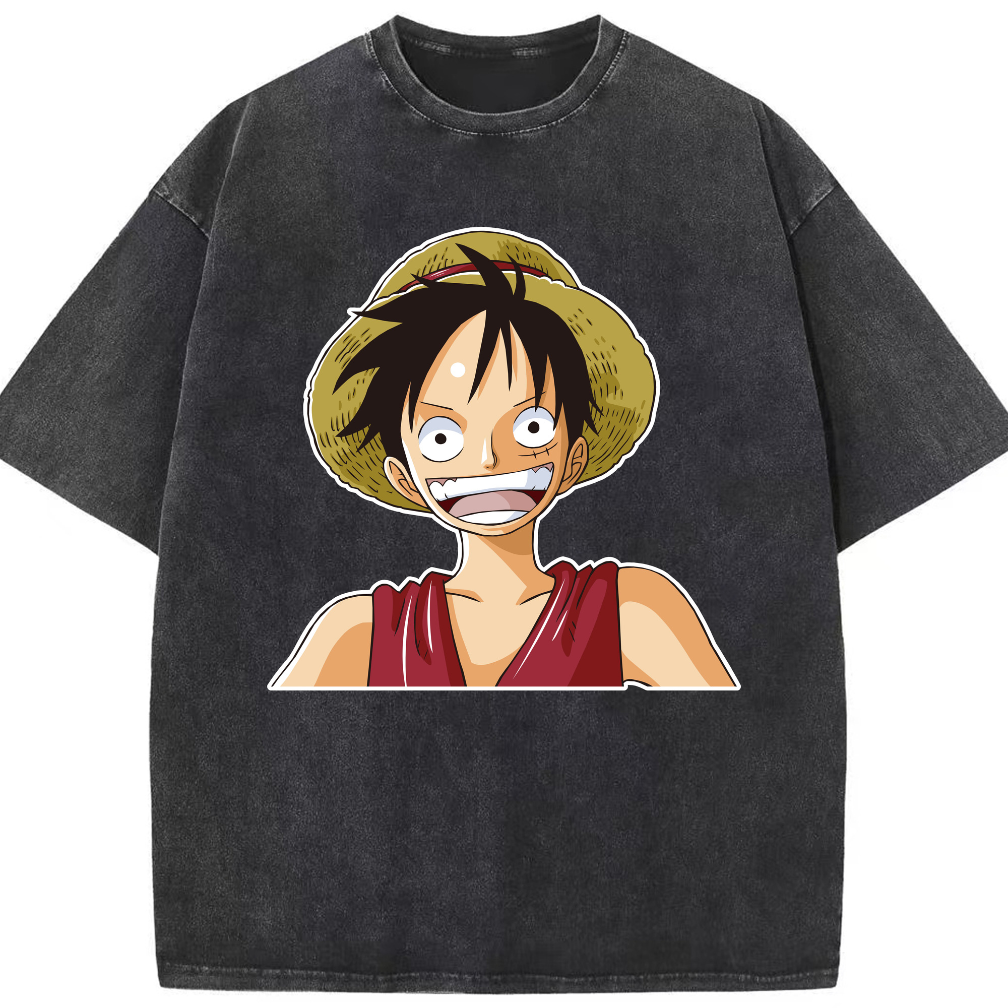 ワンピース モンキー・D・ルフィ ONE PIECE Monkey D. Luffy 綿100% ヴィンテージ風 半袖Tシャツ（フロントプリント）