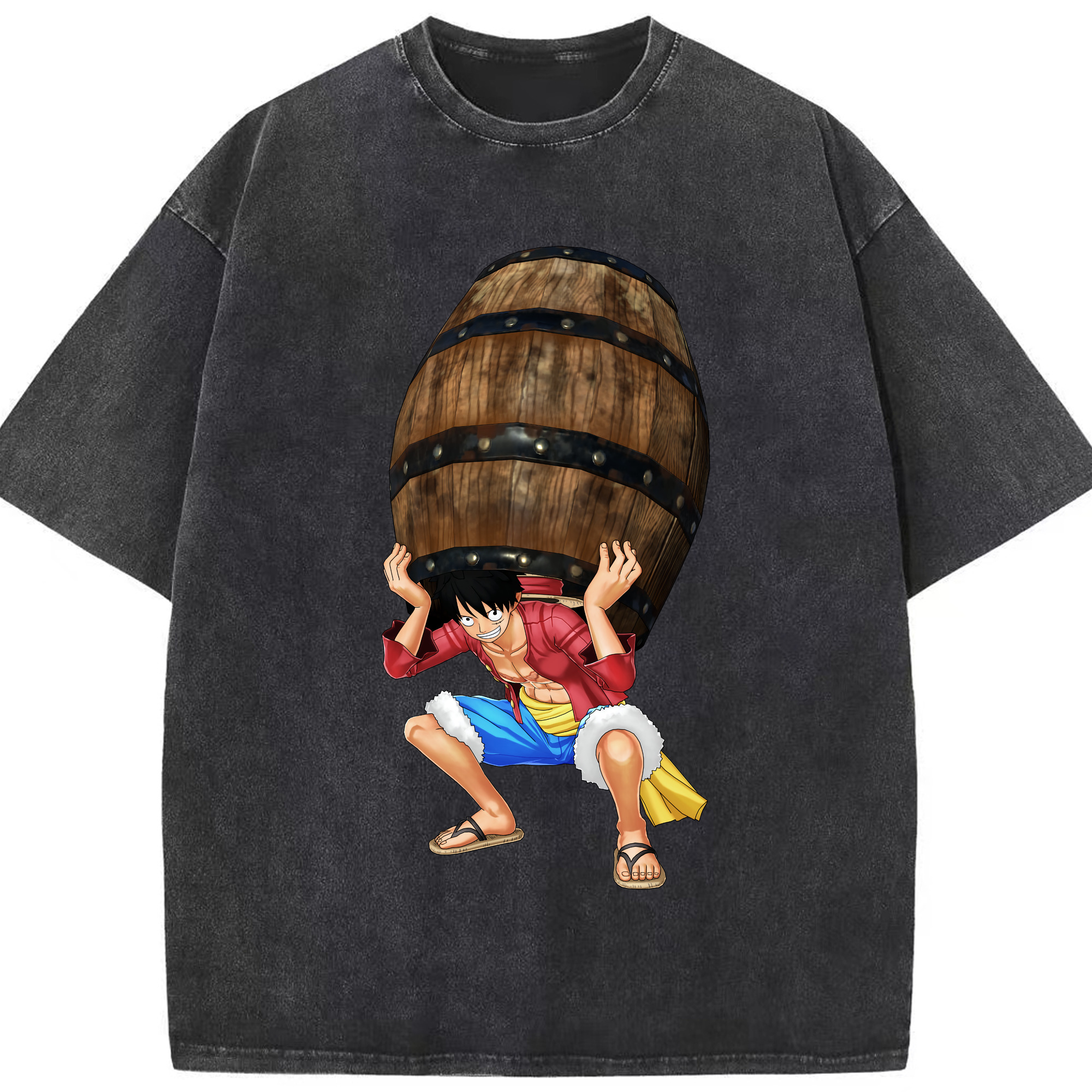 ワンピース モンキー・D・ルフィ ONE PIECE Monkey D. Luffy 綿100% ヴィンテージ風 半袖Tシャツ（フロントプリント）