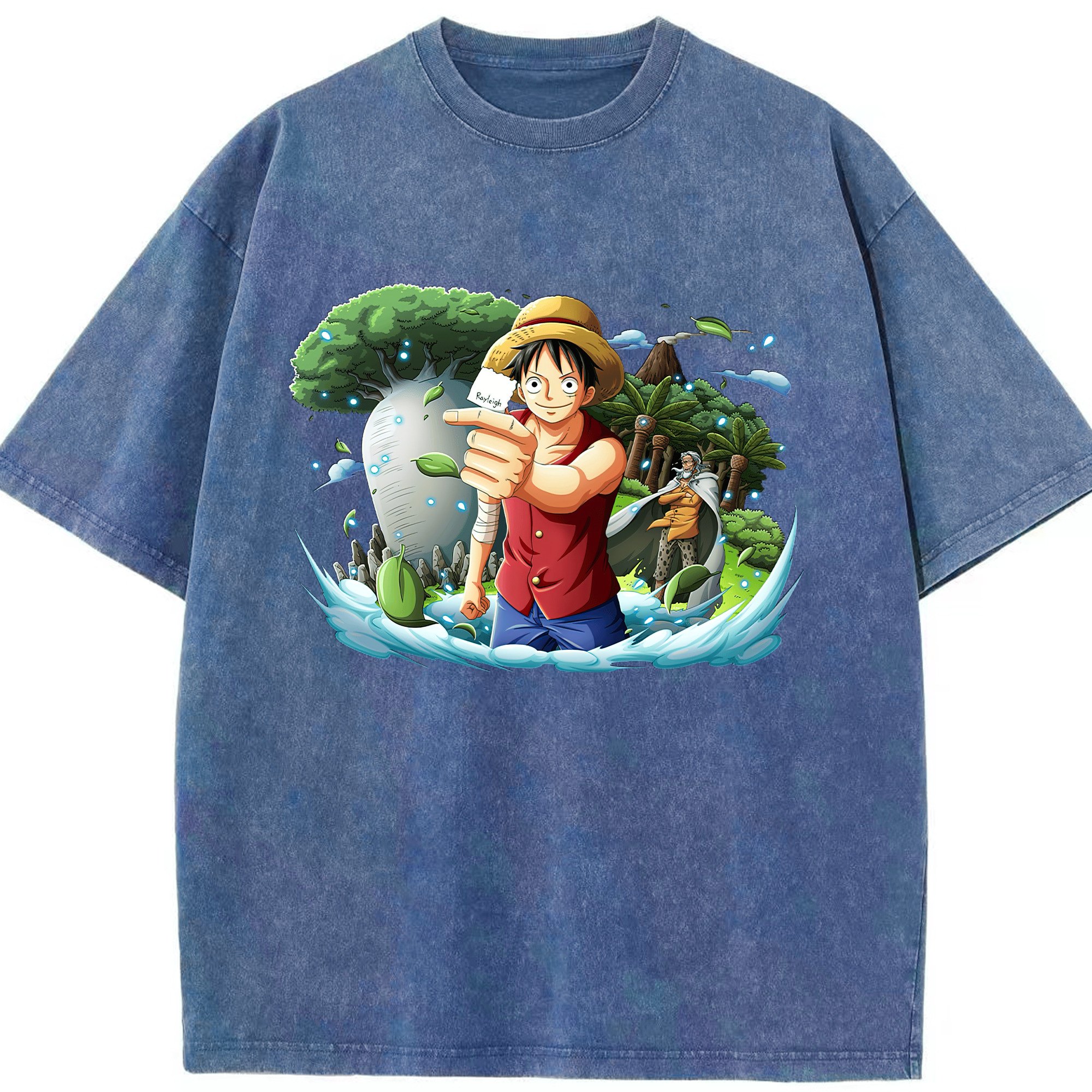 ワンピース モンキー・D・ルフィ ONE PIECE Monkey D. Luffy 綿100% ヴィンテージ風 半袖Tシャツ（フロントプリント）